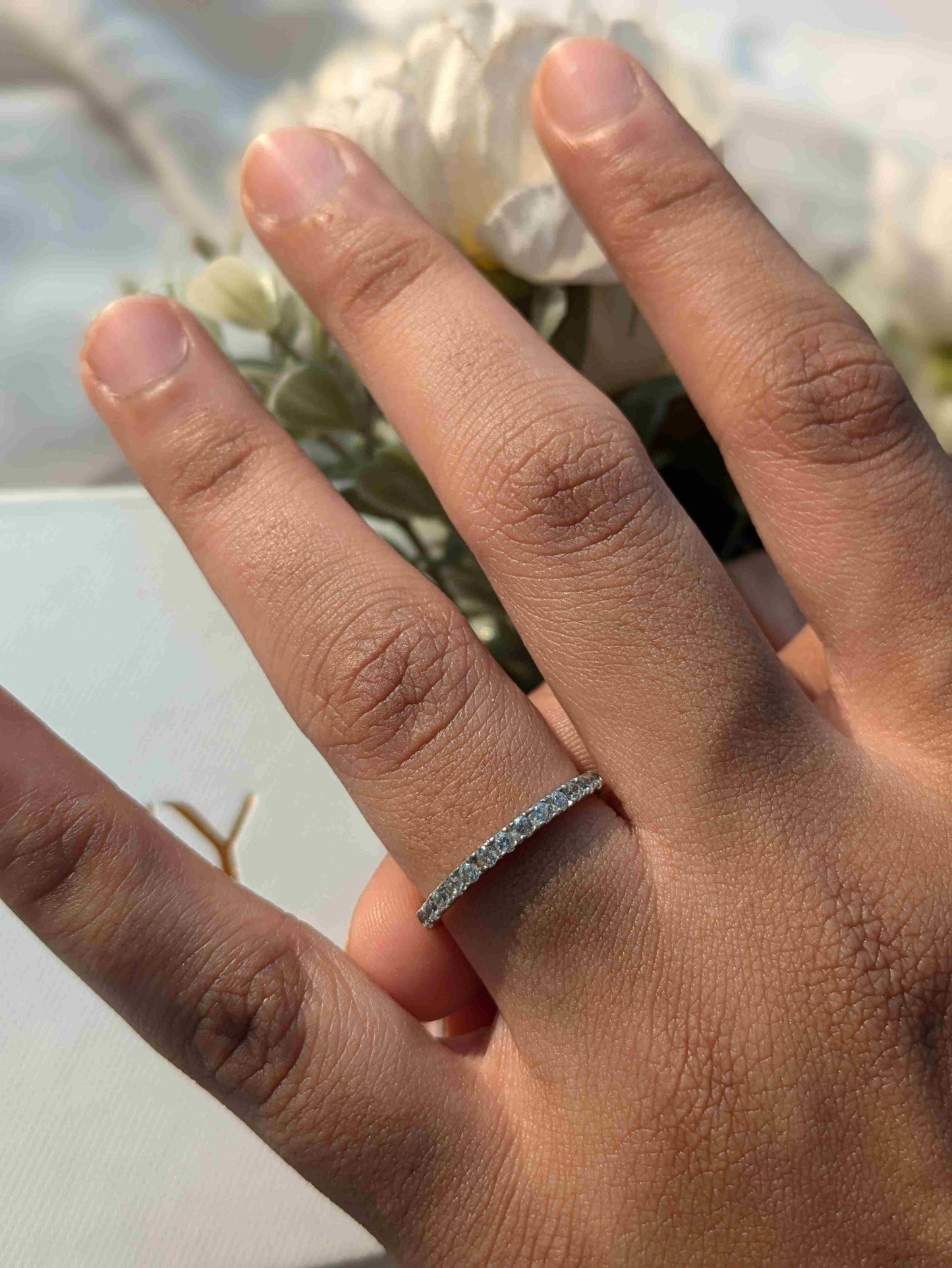 Celine Silver Stackable Diamond Band