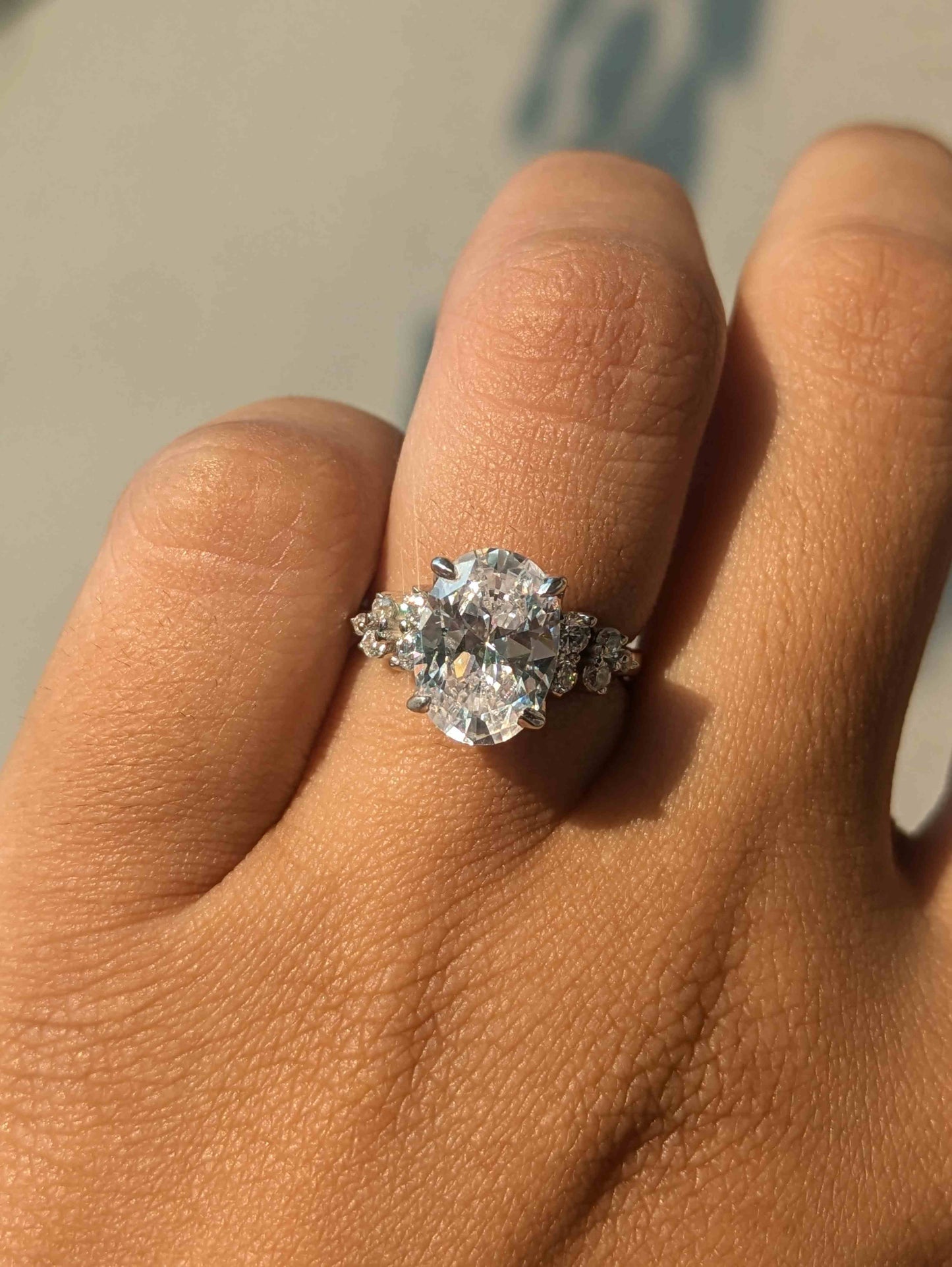 Feris Silver Oval Solitaire Accents Ring