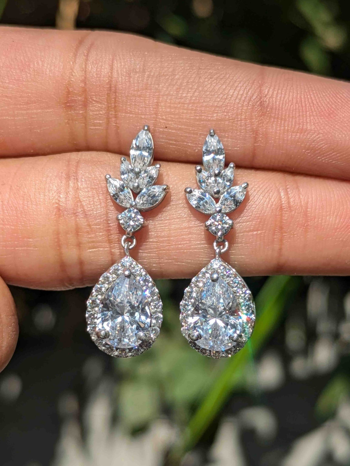 Pear Silver Dangler Earrings