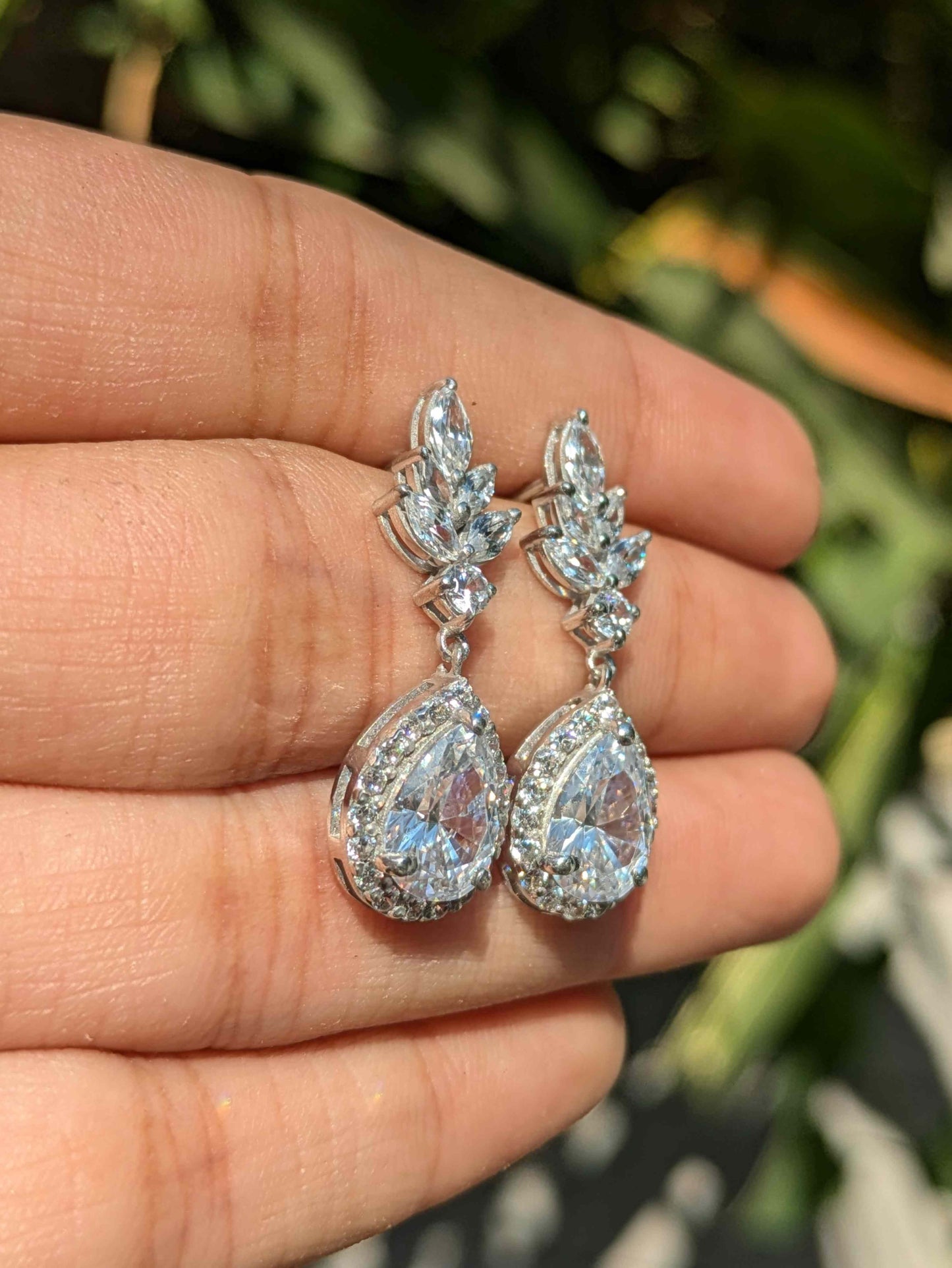 Pear Silver Dangler Earrings