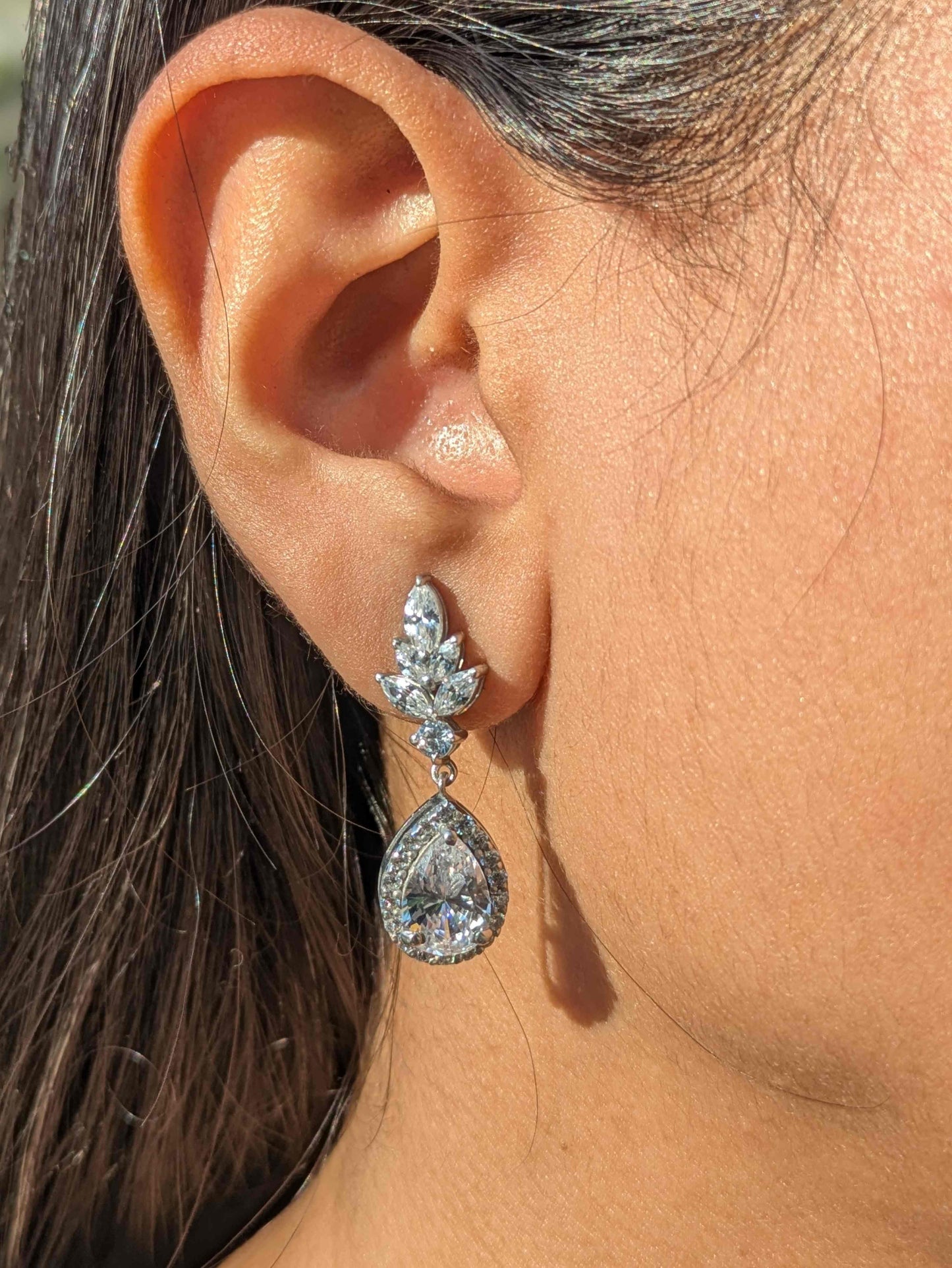 Pear Silver Dangler Earrings