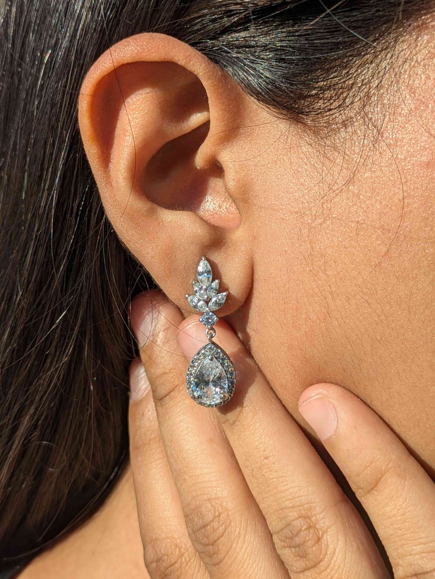 Pear Silver Dangler Earrings