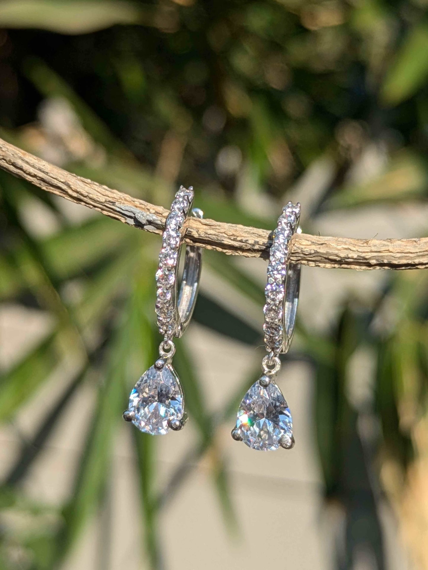 Pear Silver Hoop Earring