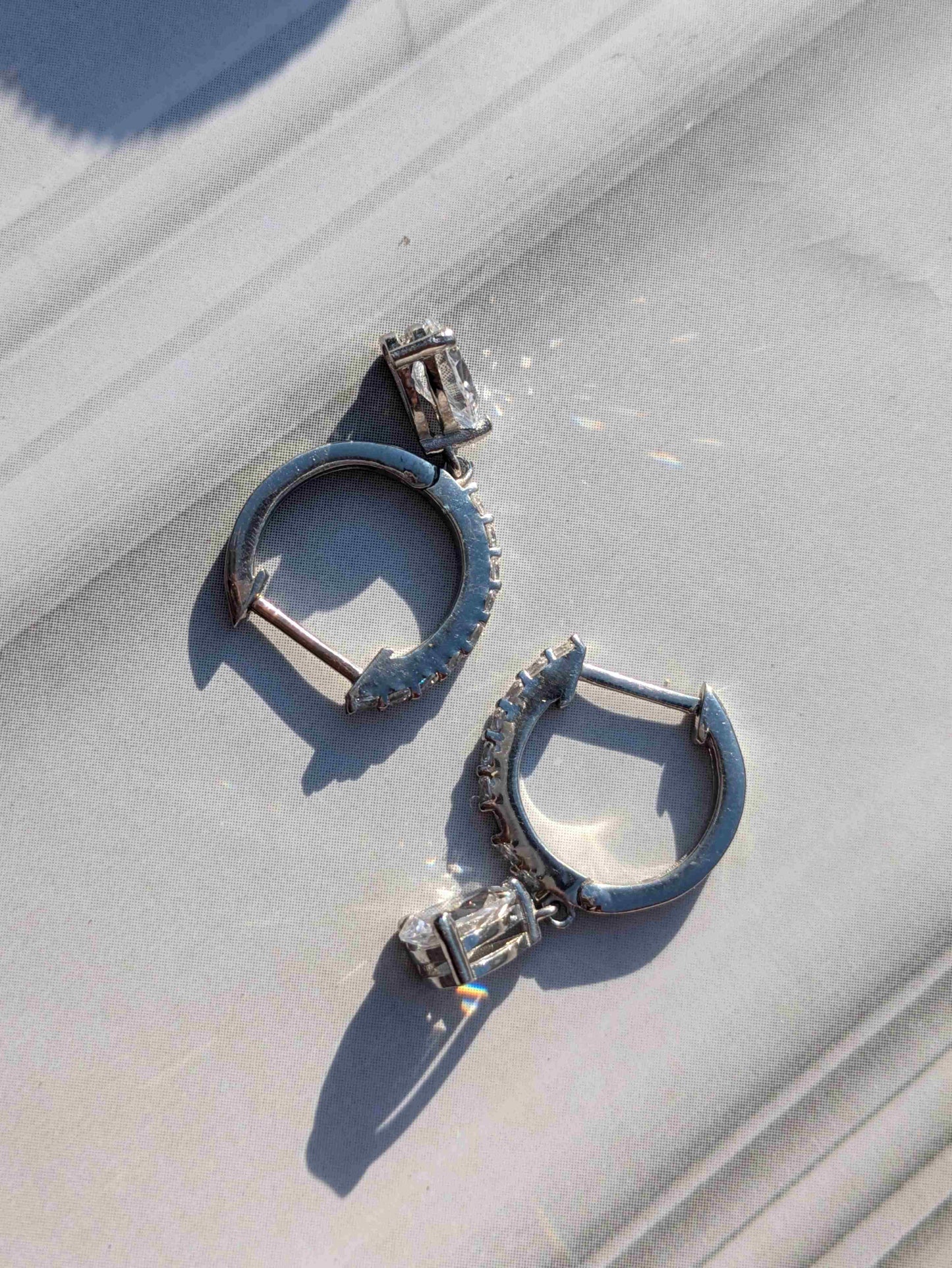 Pear Silver Hoop Earring