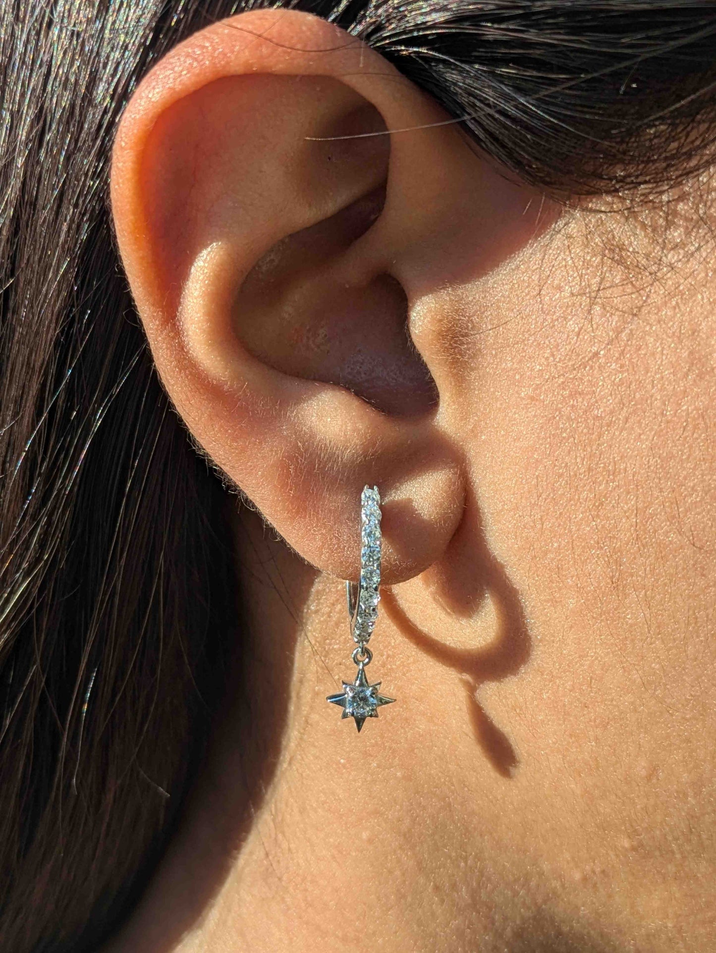 Star Silver Hoop Earring