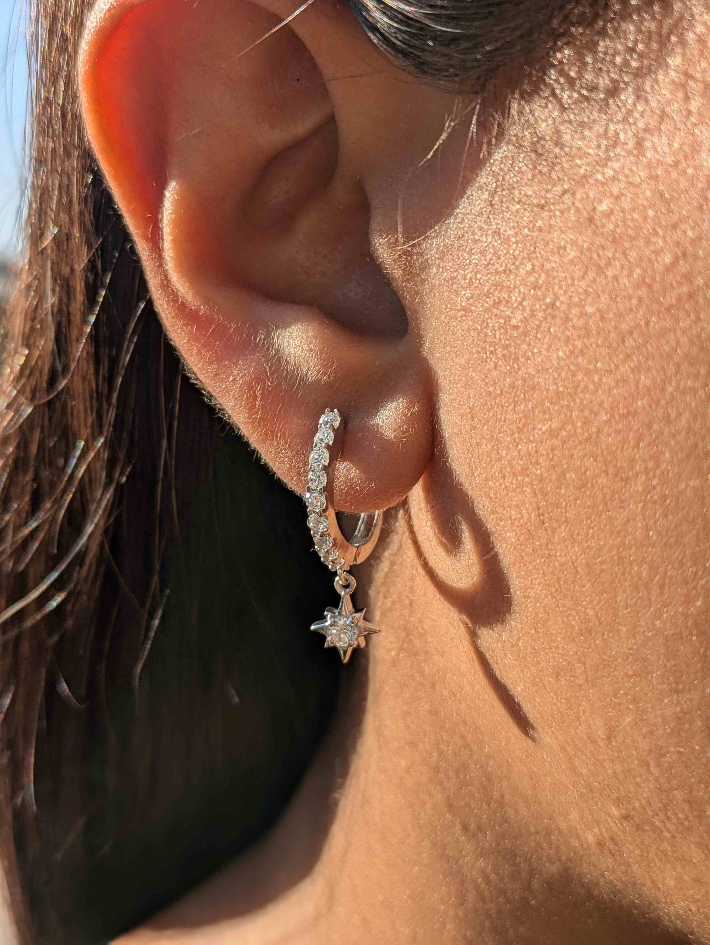 Star Silver Hoop Earring