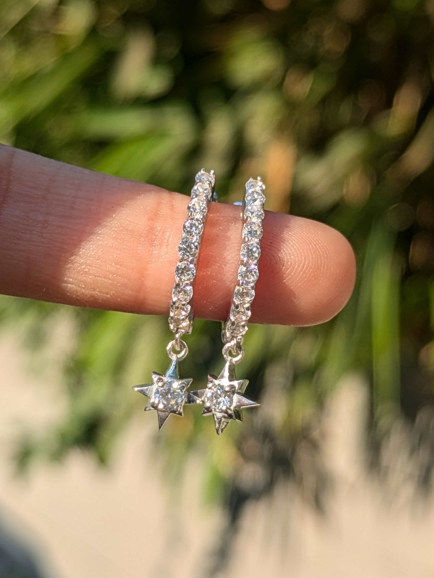 Star Silver Hoop Earring