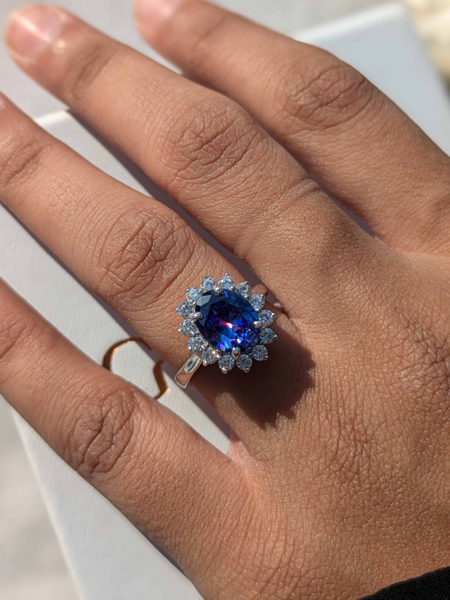 Princess D's Oval Solitaire Silver Ring