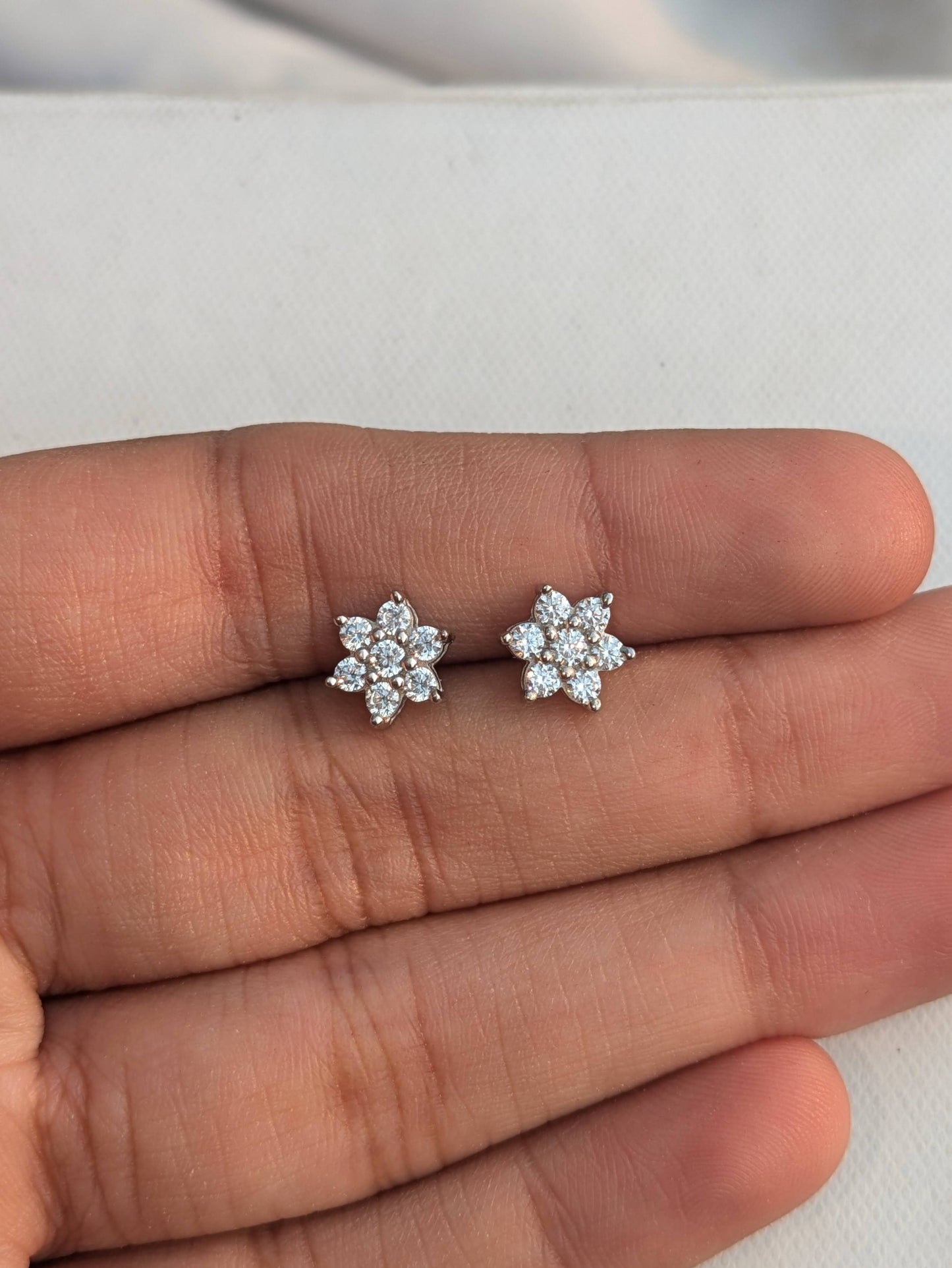 7 Star Silver Diamond Stud Earring