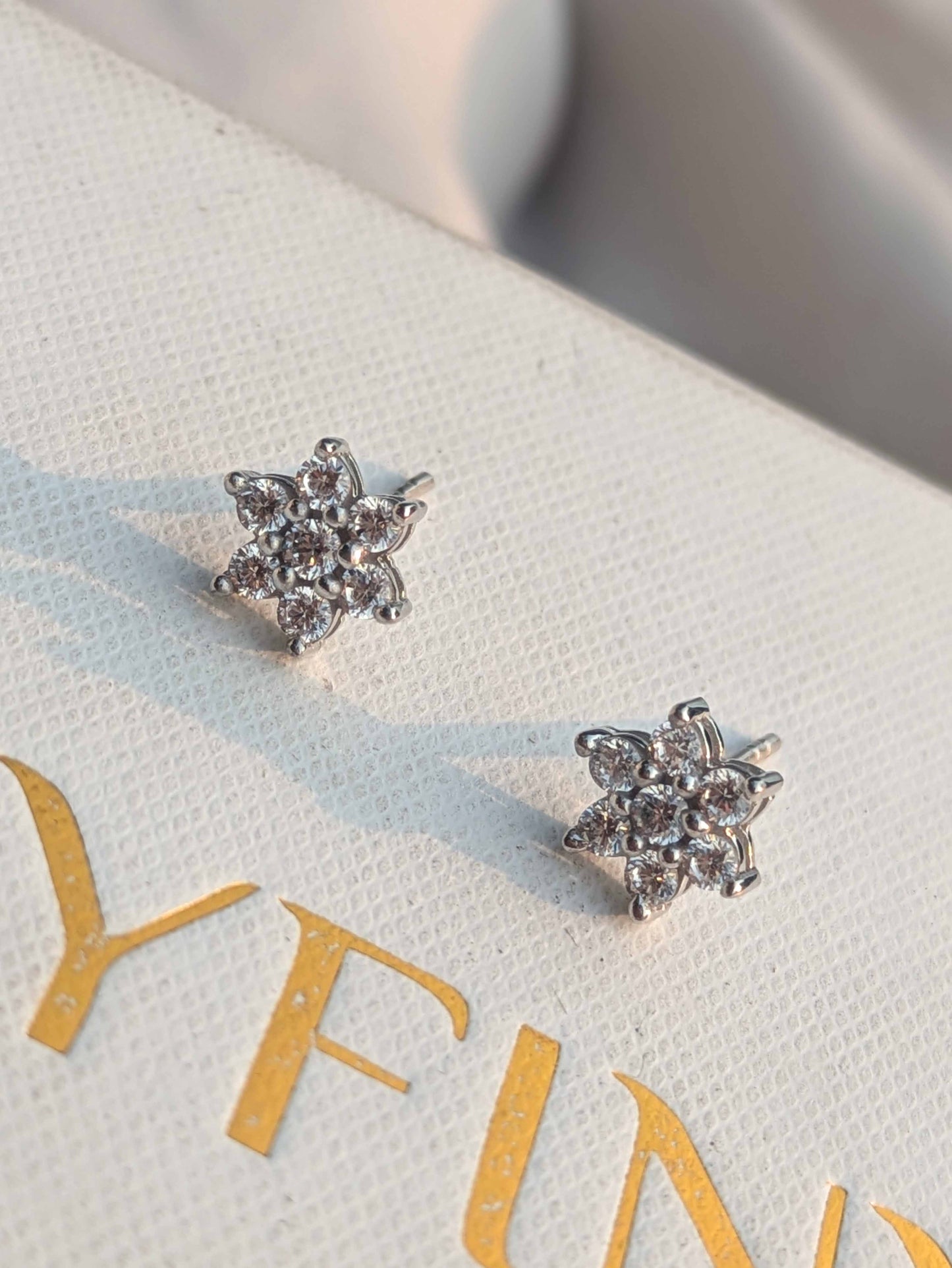 7 Star Silver Diamond Stud Earring
