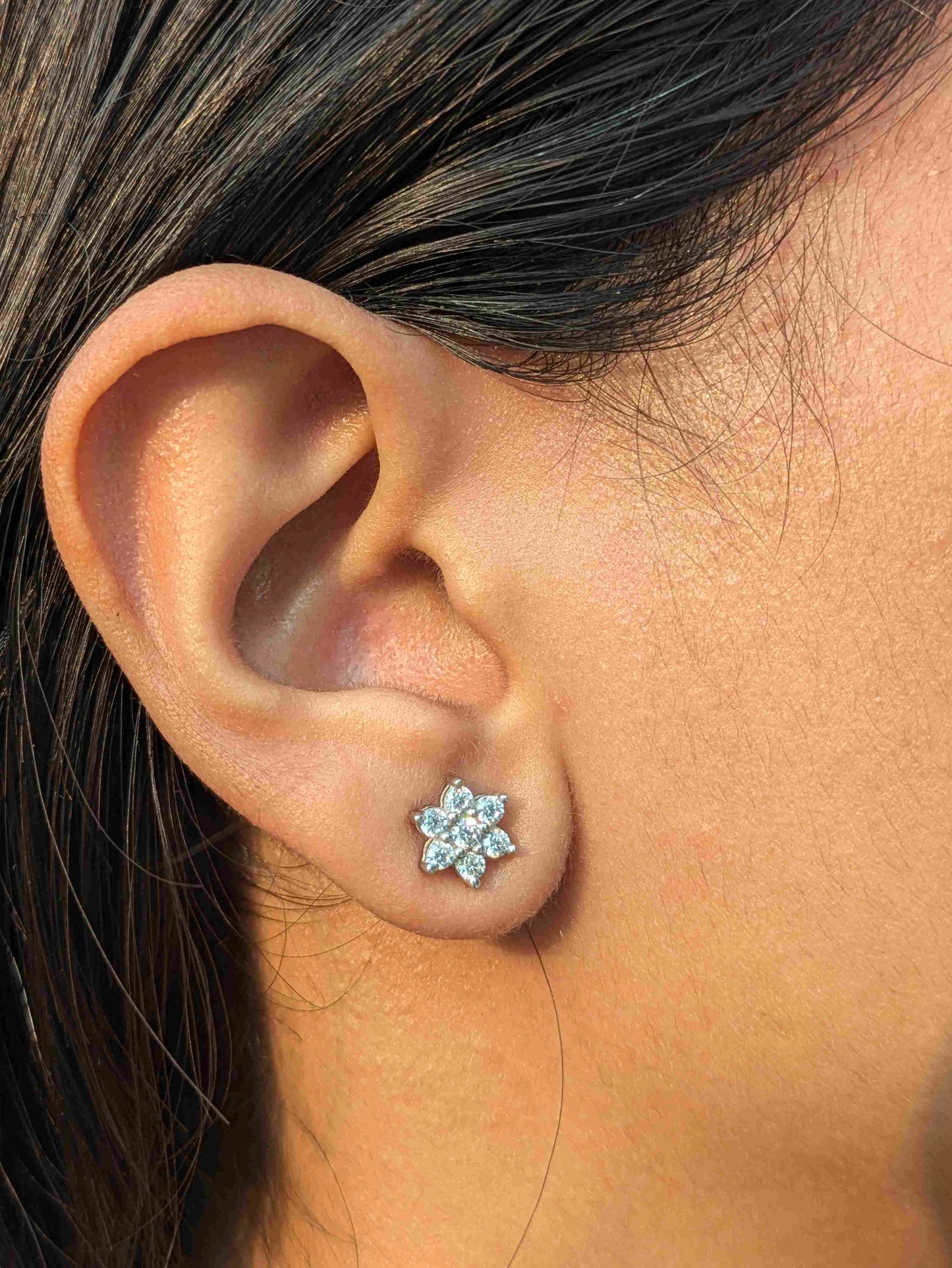 7 Star Silver Diamond Stud Earring