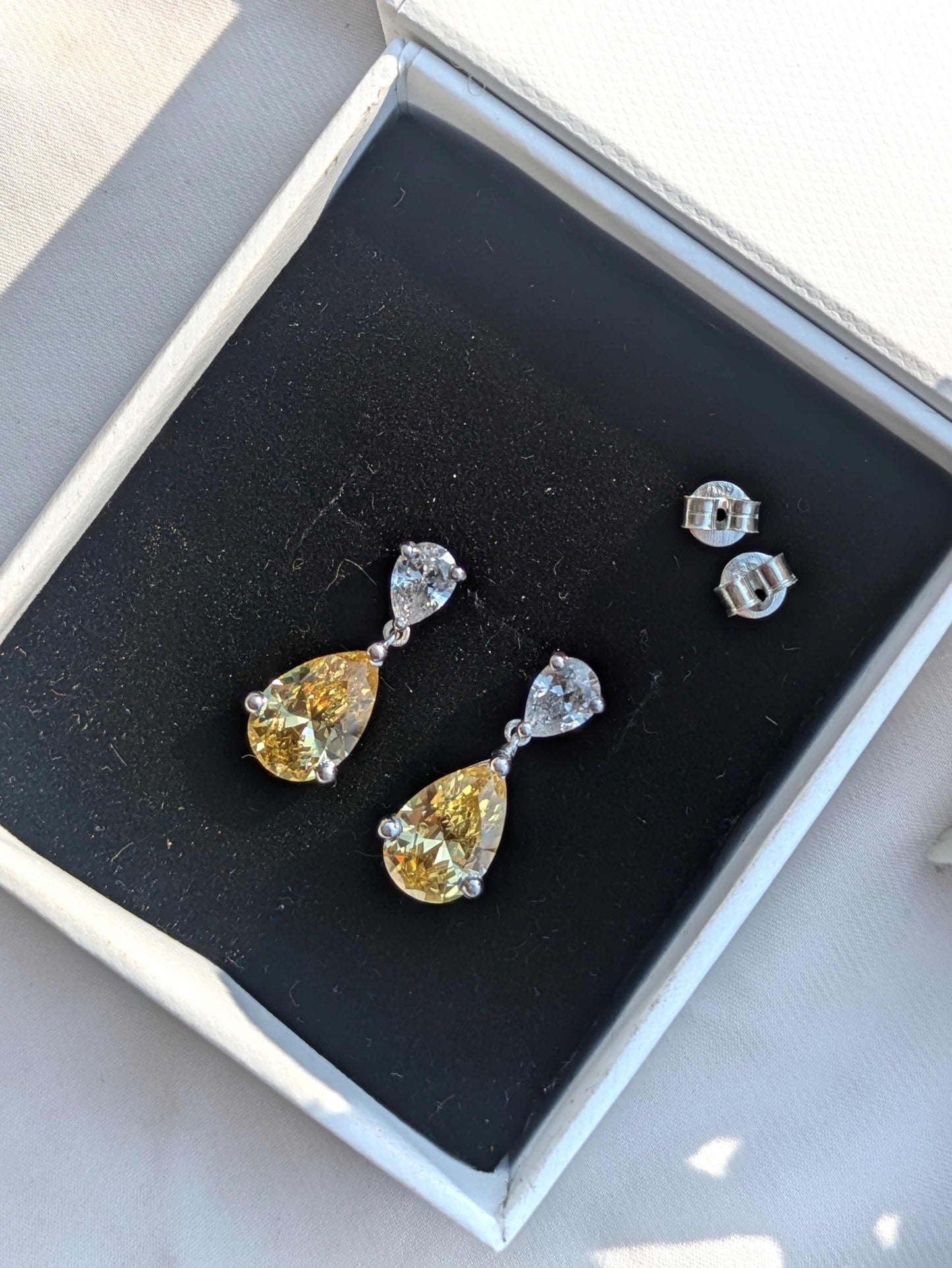 Citrine Pear & Pear Drop Silver Dangler Earrings