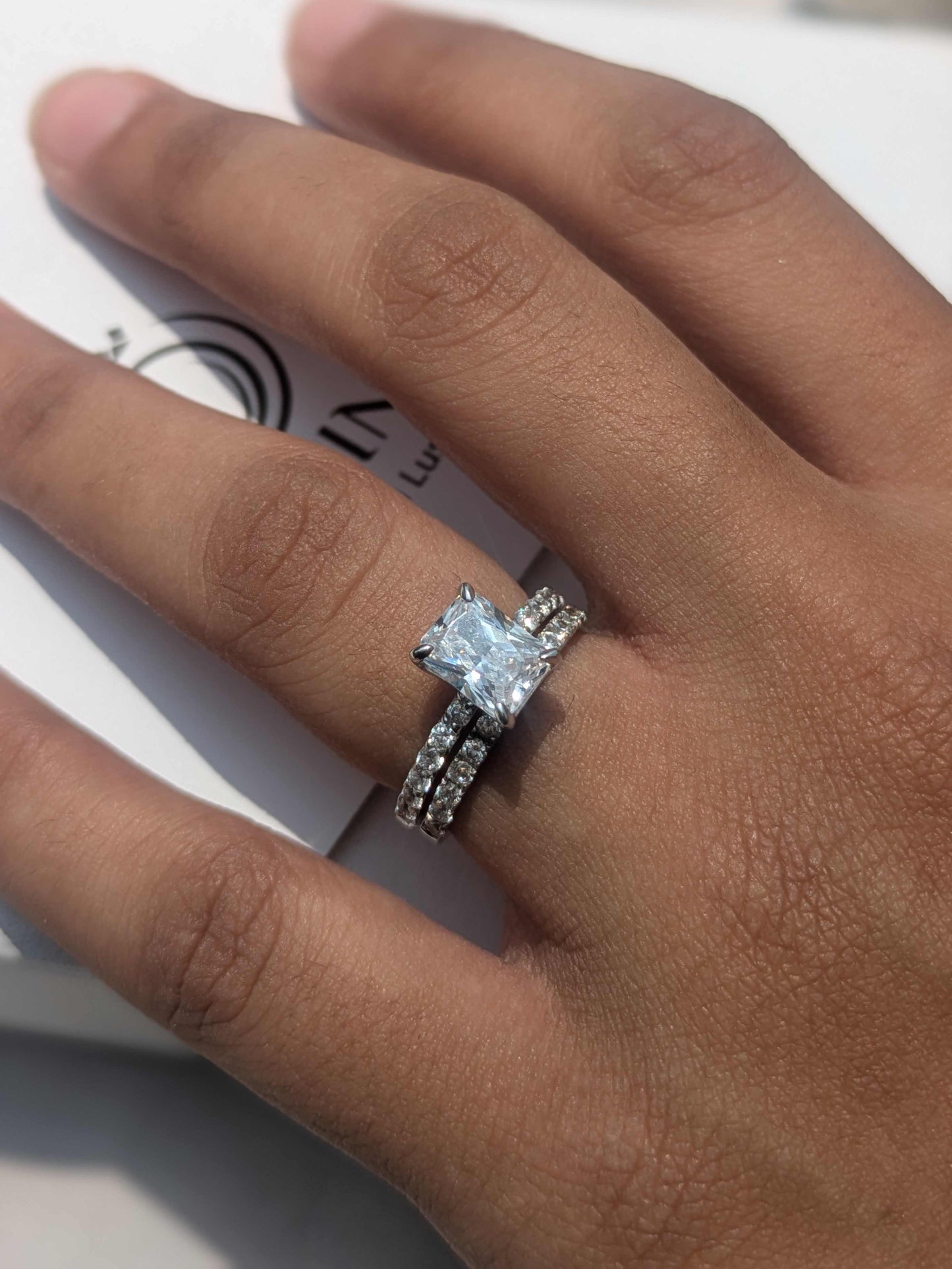Ray Small Radiant Solitaire Silver Ring