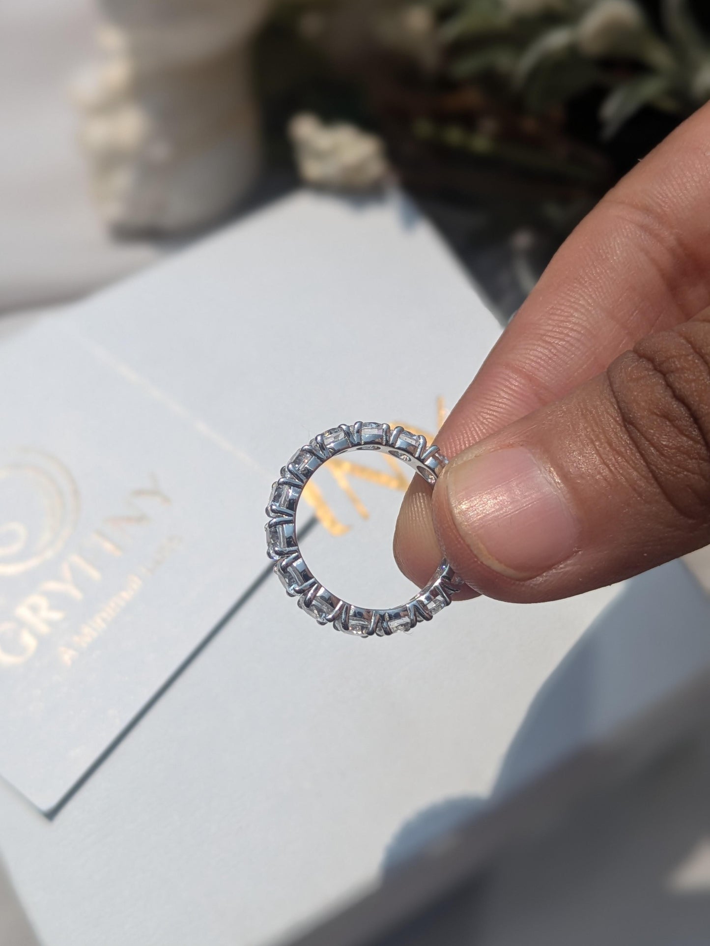 Round Full Eternity Tennis Silver Band