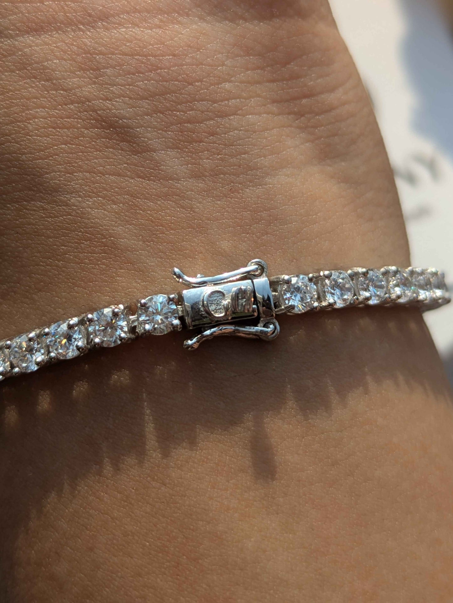 Blue Tanzanite Oval Tennis Silver Bracelet
