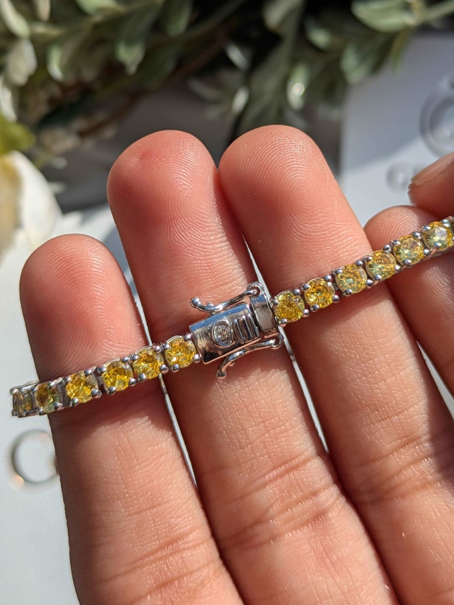 Round Tennis Silver Bracelet