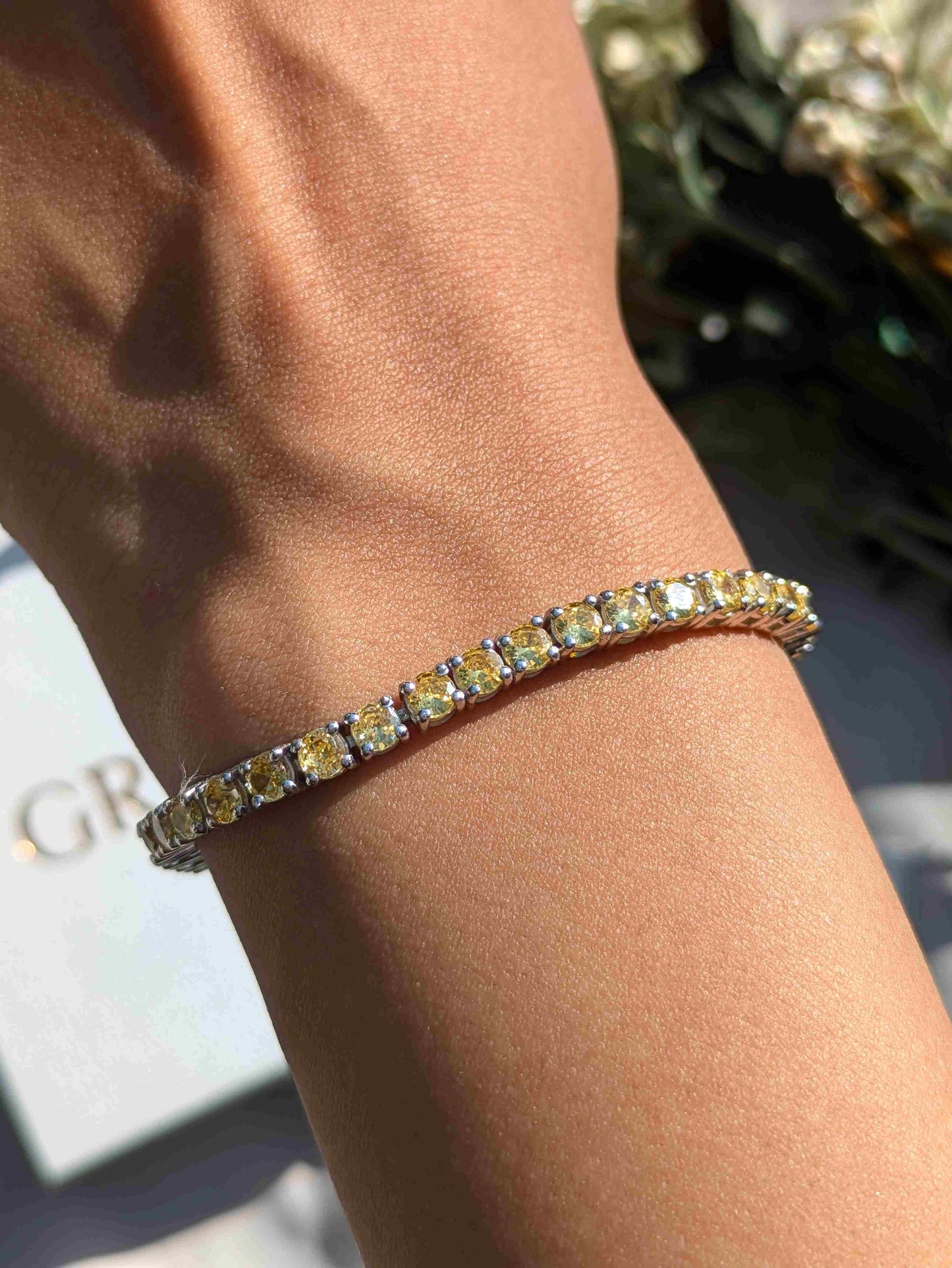 Round Tennis Silver Bracelet