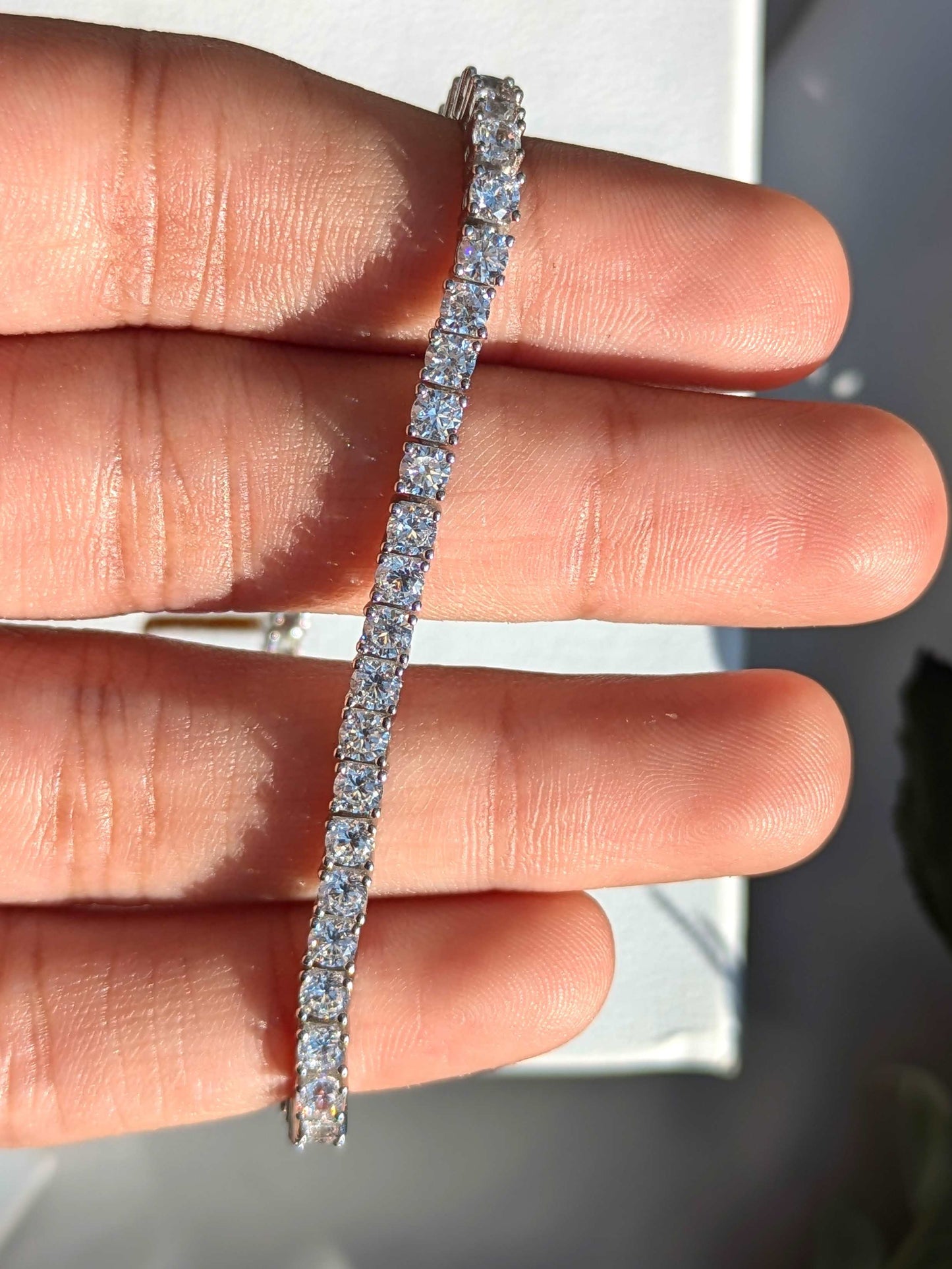 Round Tennis Silver Bracelet