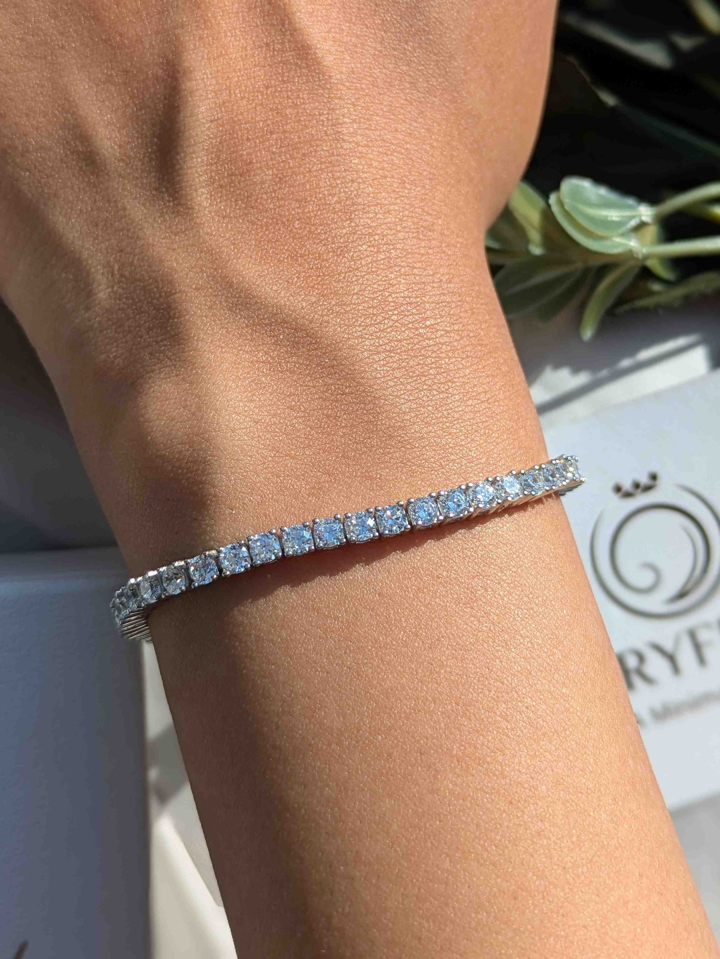 Round Tennis Silver Bracelet