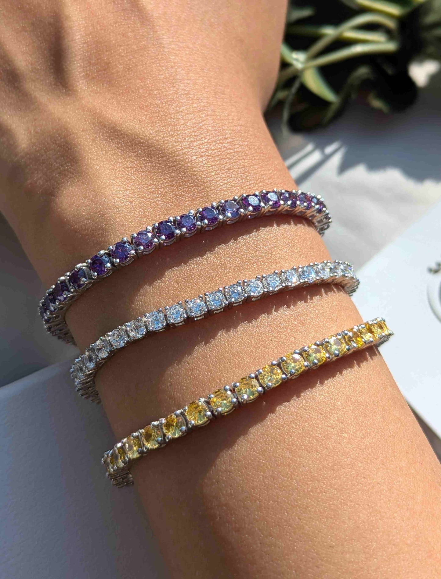 Round Tennis Silver Bracelet