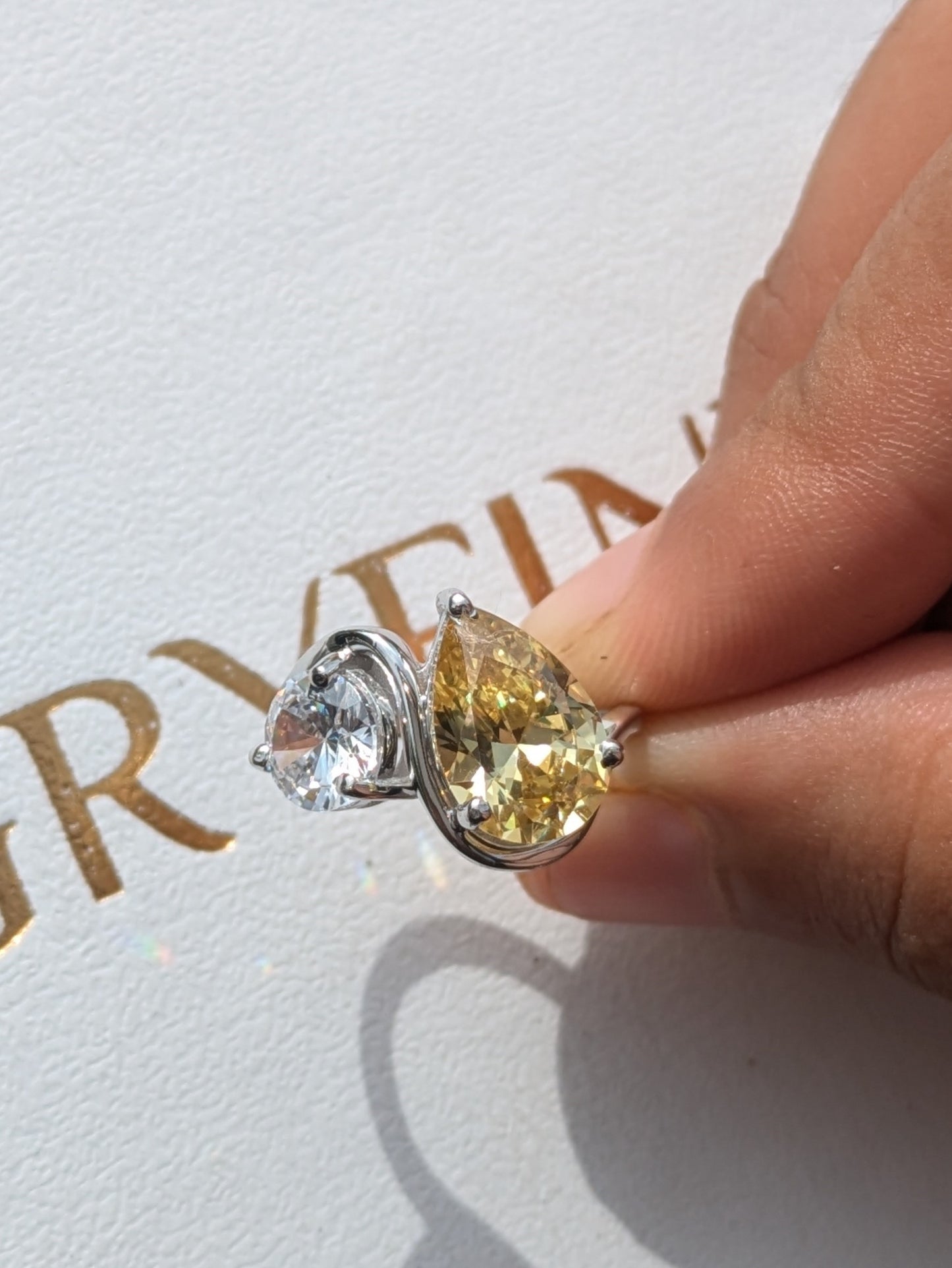 Nova Pear & Round Toi Et Moi Silver Ring