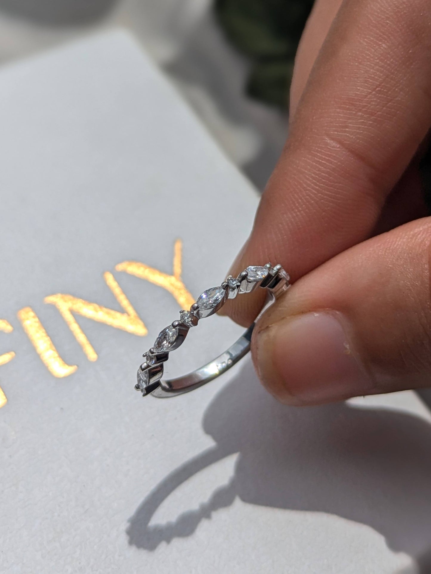 Marquise & Round Silver Stackable Ring