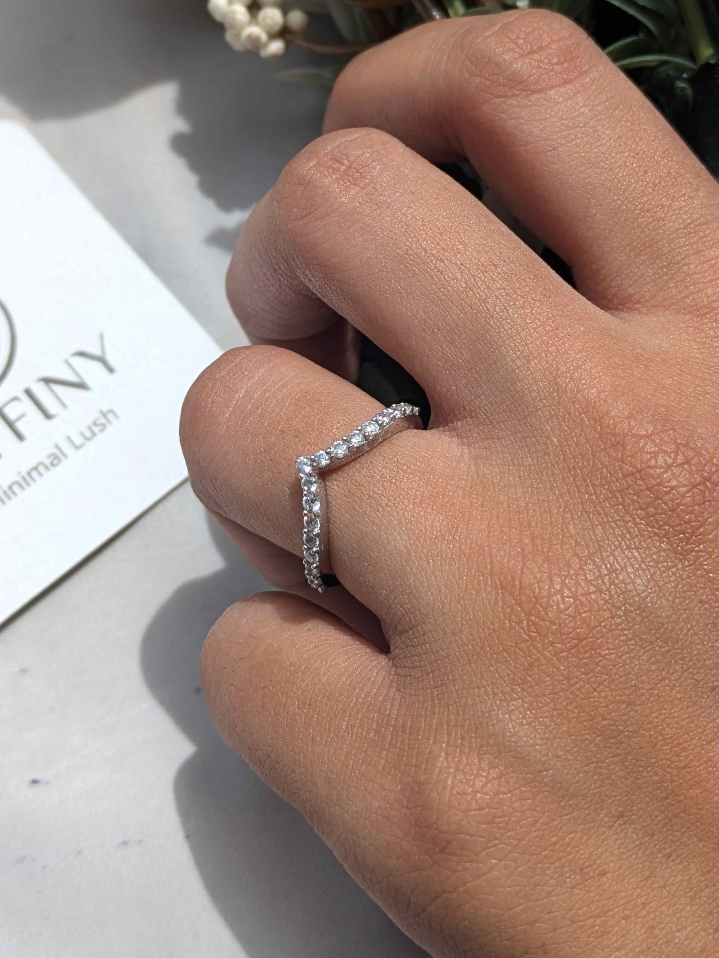 Chevron V Silver Stackable Ring