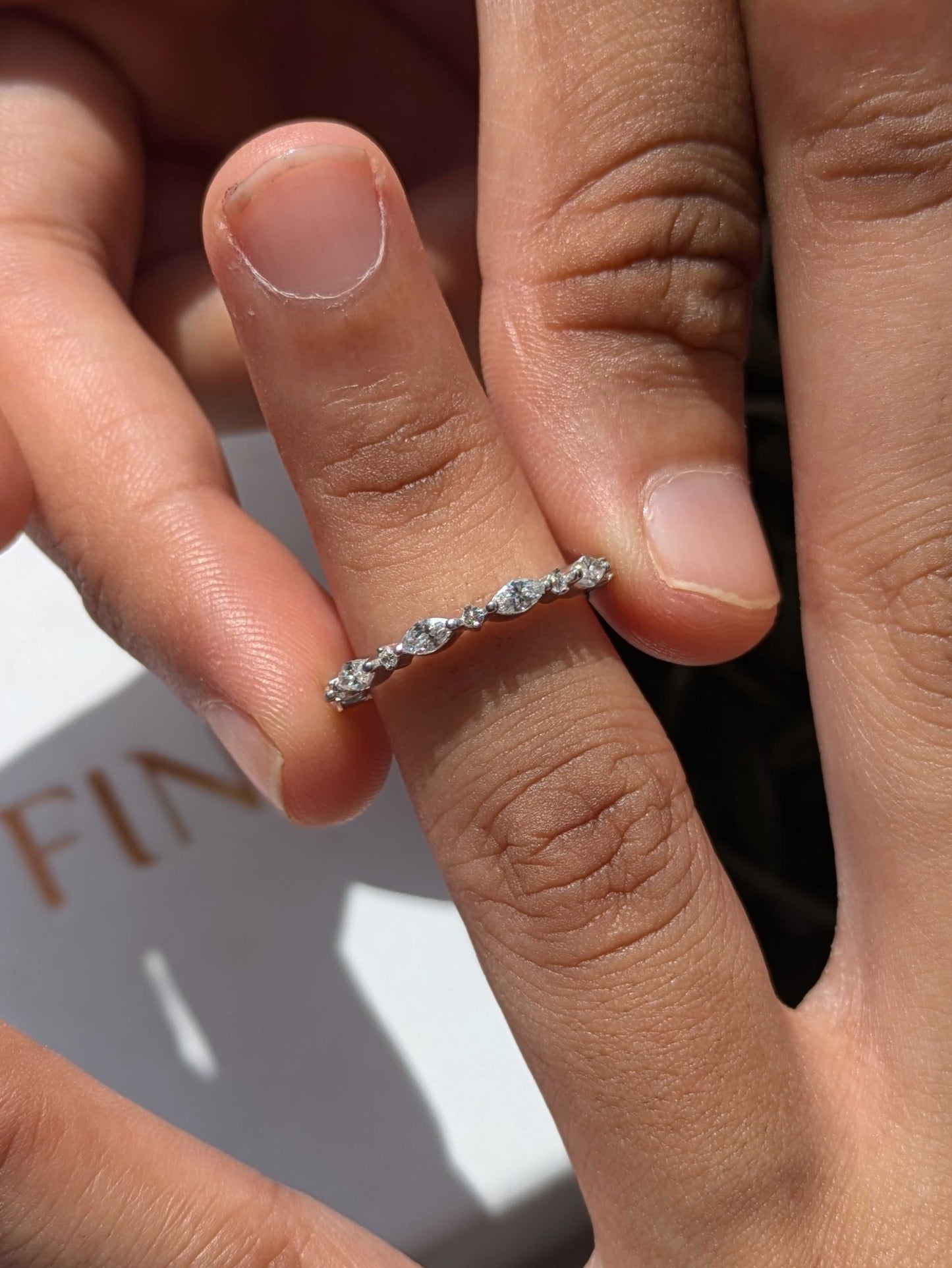 Marquise & Round Silver Stackable Ring