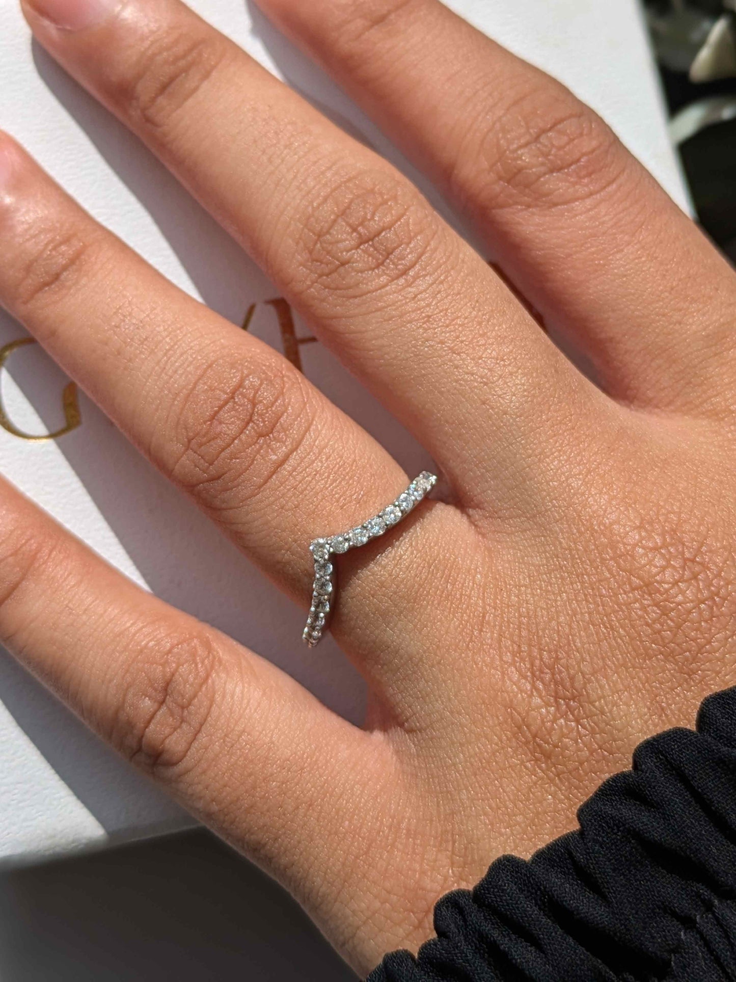 Chevron V Silver Stackable Ring