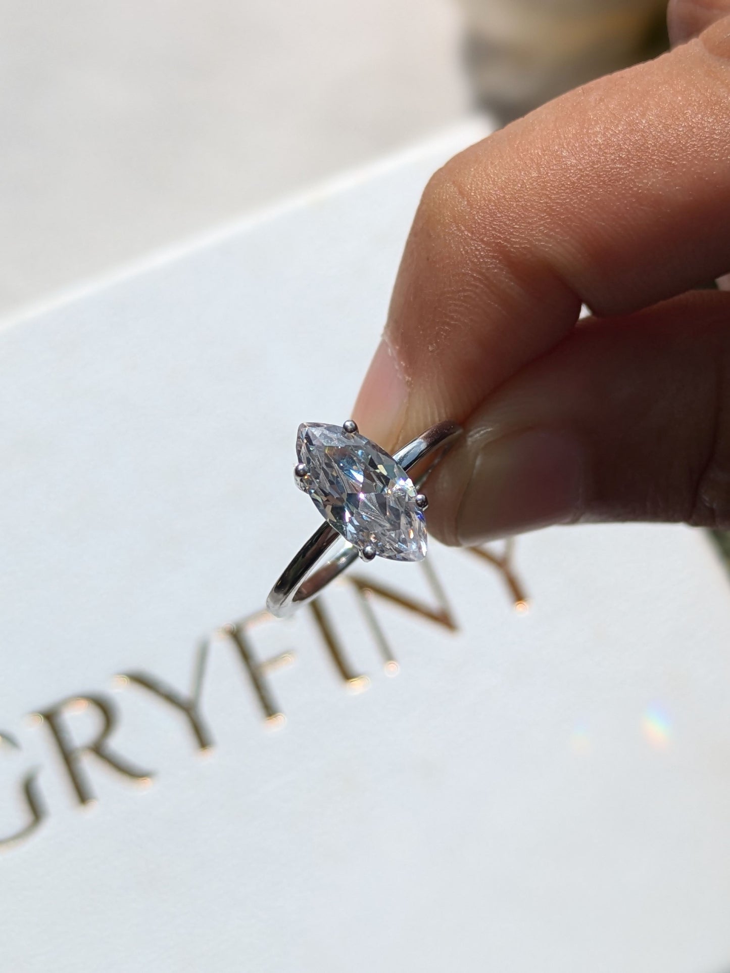 Marquise Solitaire Silver Ring