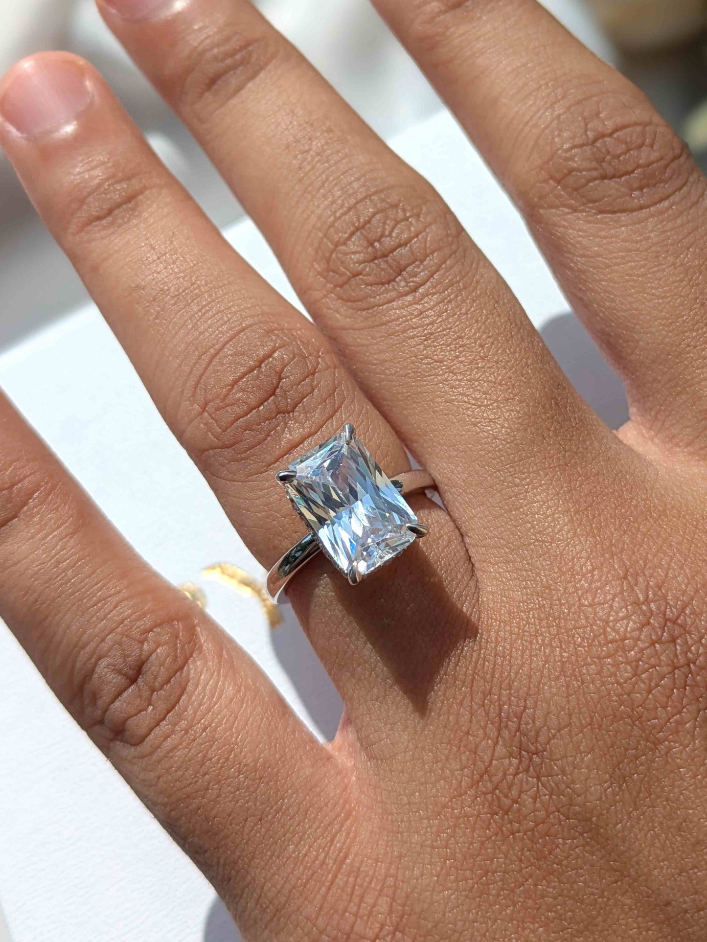 Georgia Radiant Hidden Halo Solitaire Silver Ring