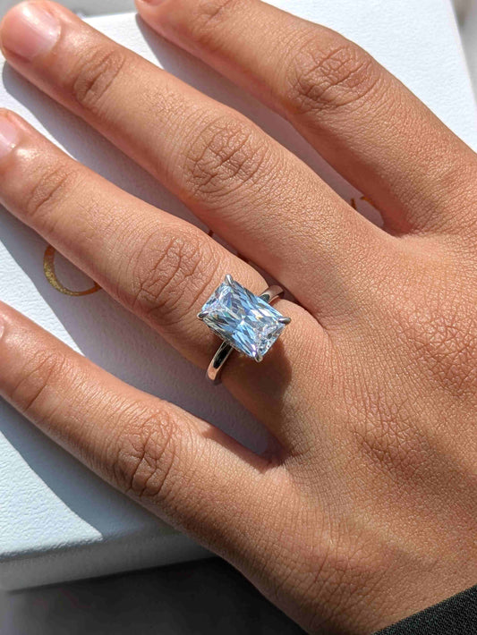 Georgia Radiant Hidden Halo Solitaire Silver Ring