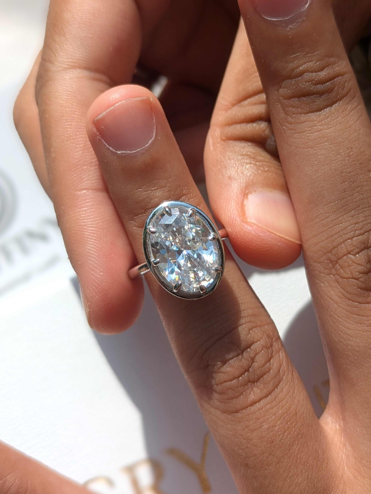 Elizabeth Oval Bezel Solitaire Silver Ring