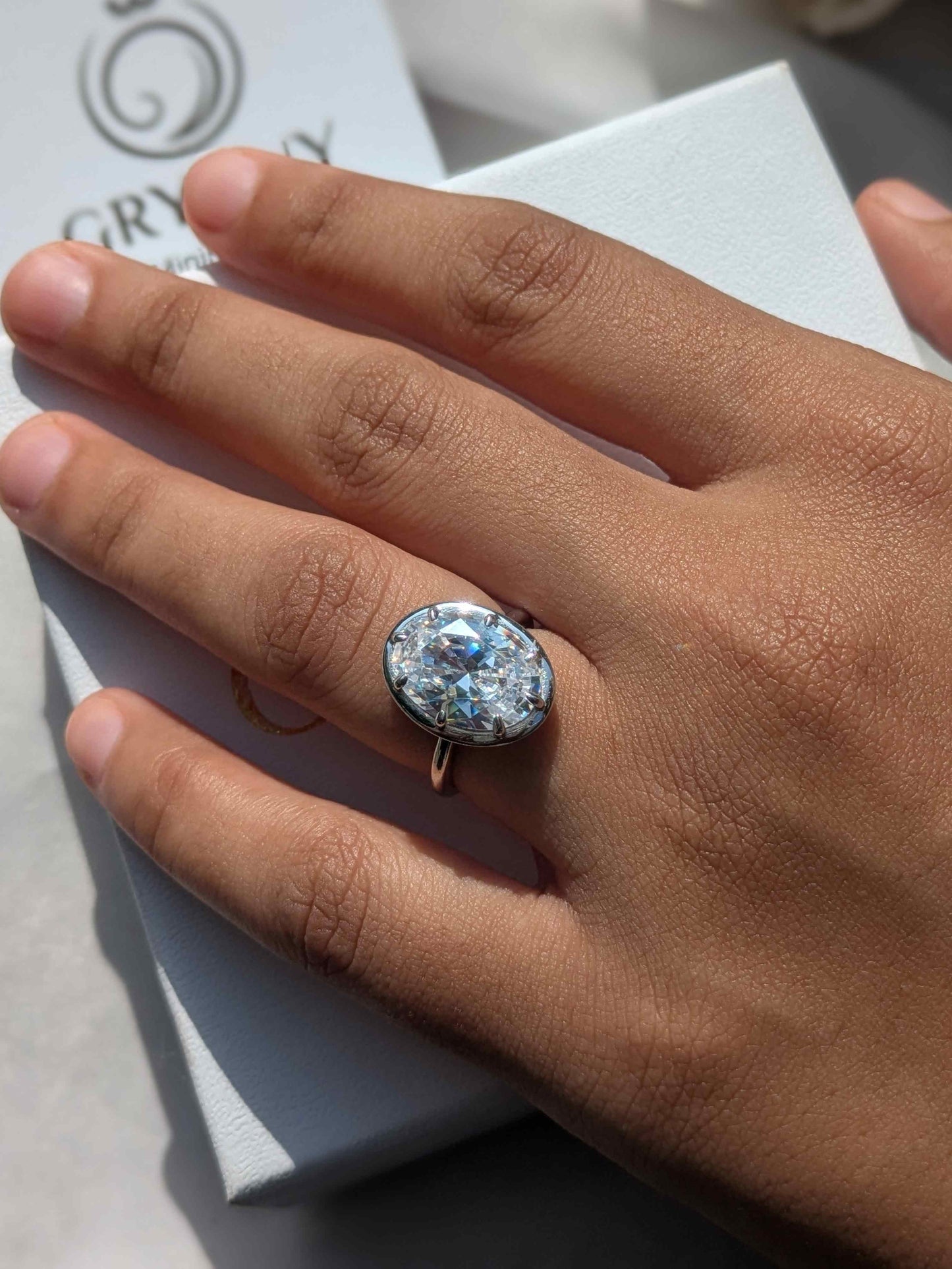 Elizabeth Oval Bezel Solitaire Silver Ring
