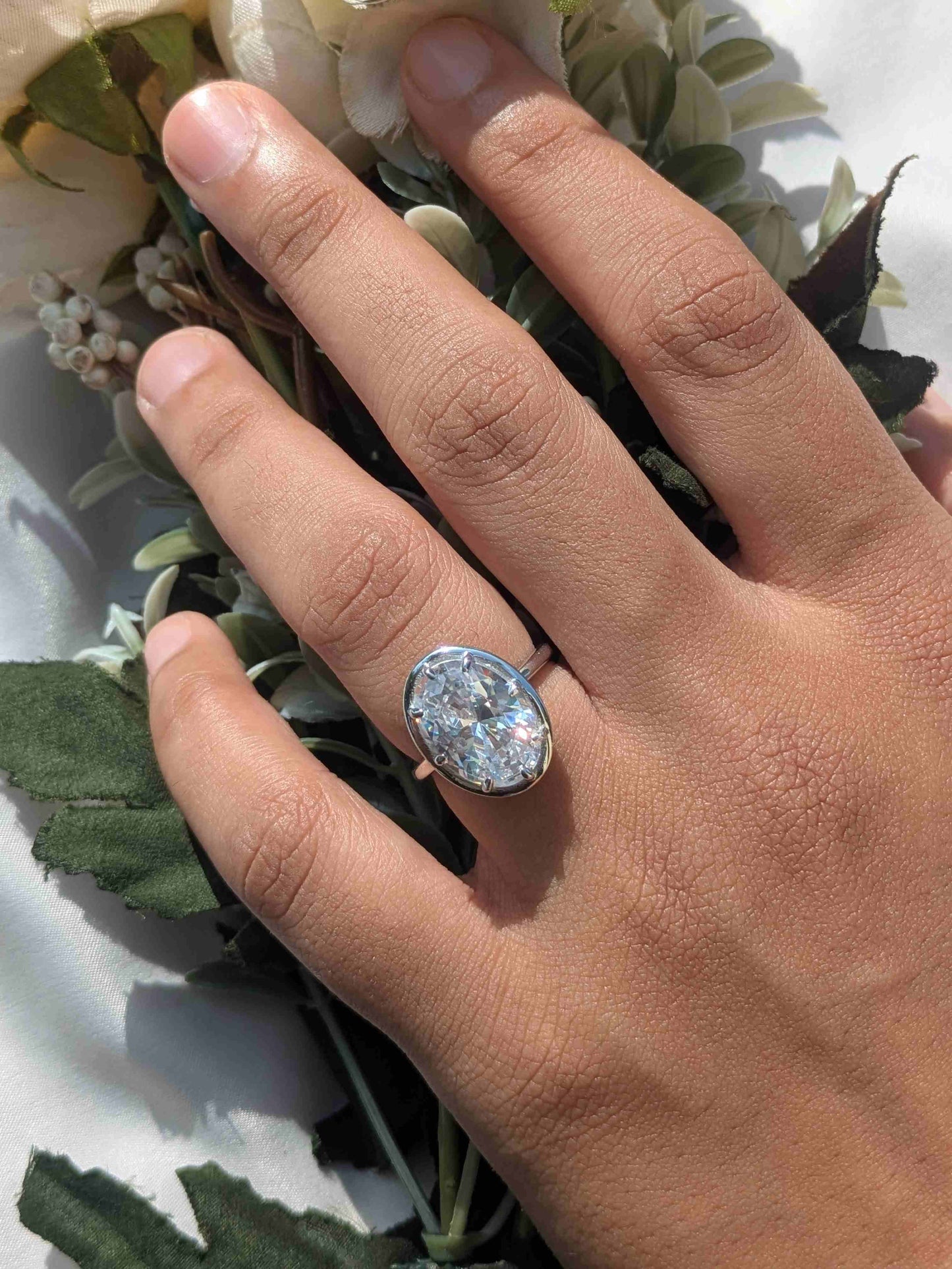 Elizabeth Oval Bezel Solitaire Silver Ring