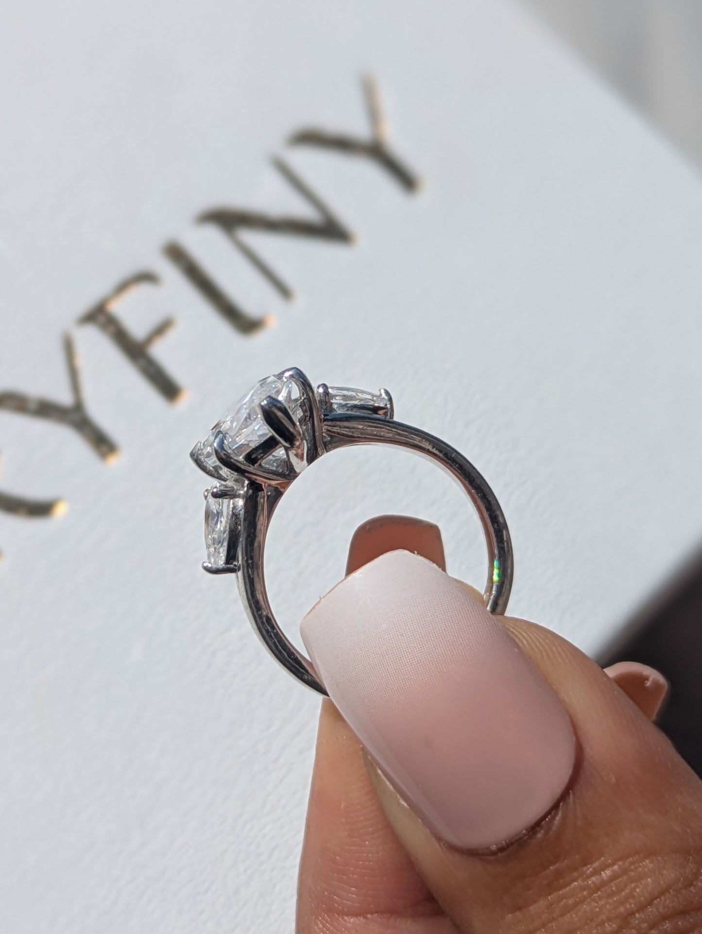 Marquise 3-Stone Solitaire Silver Ring