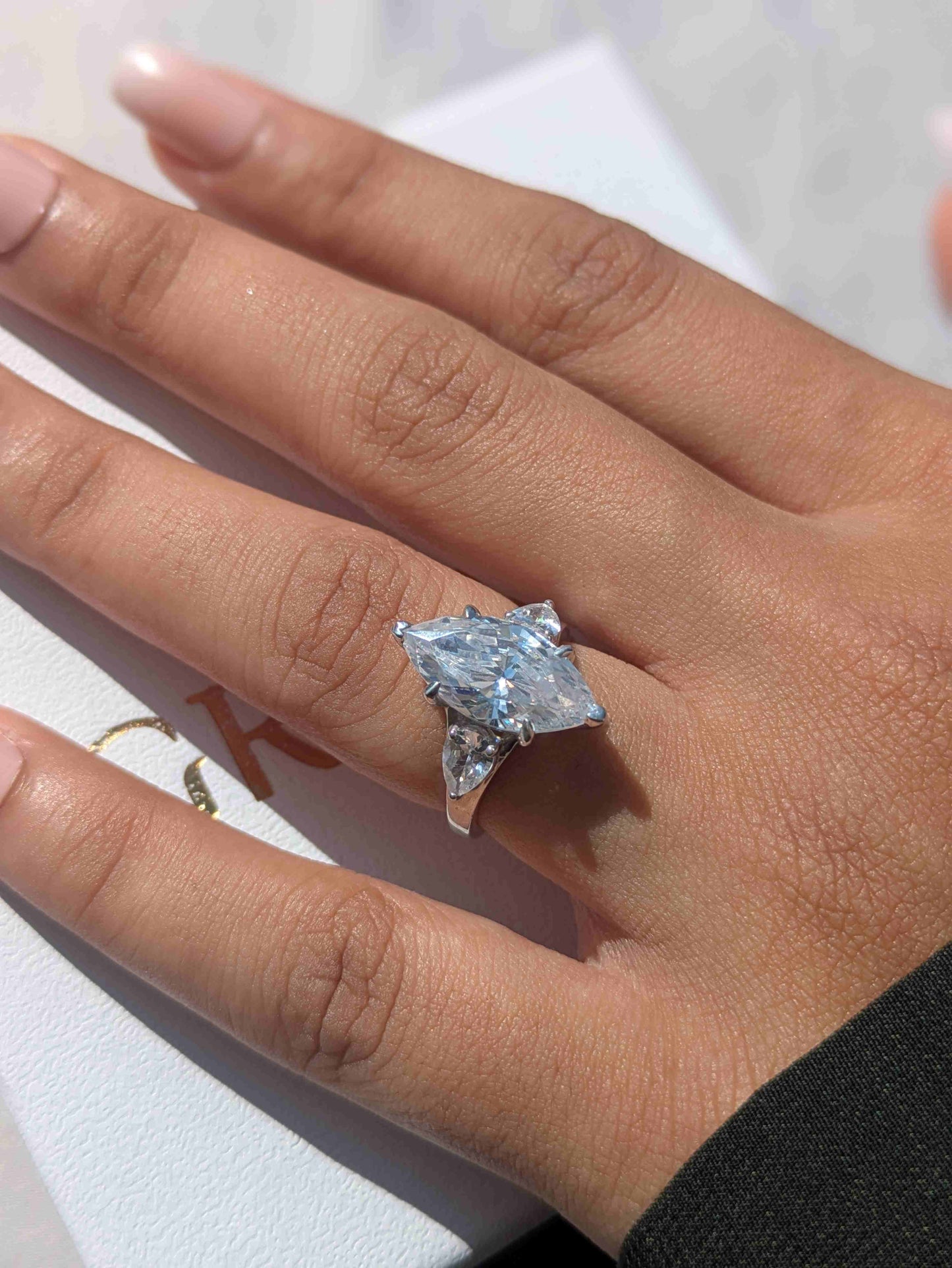 Marquise 3-Stone Solitaire Silver Ring