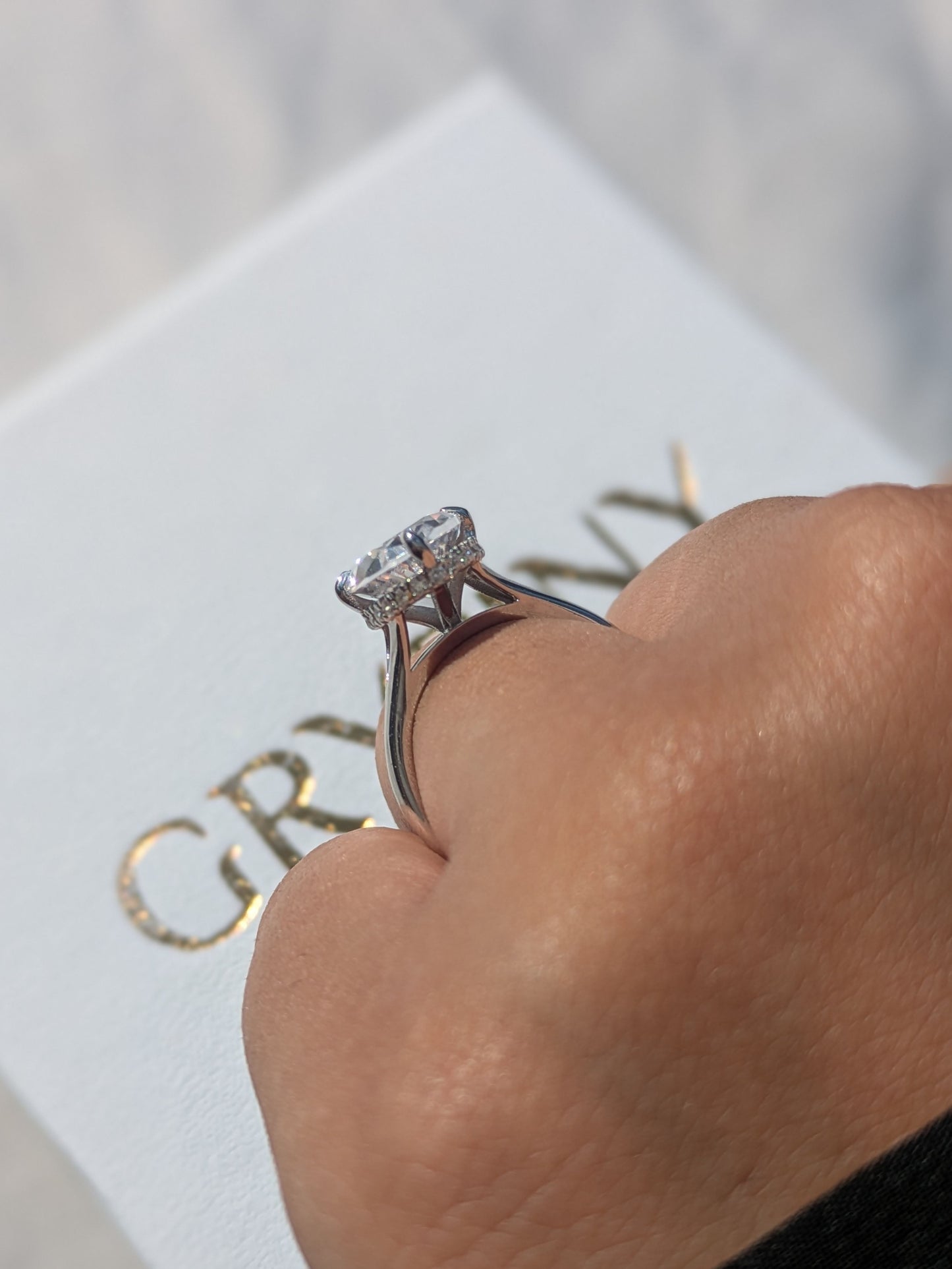North-South Setting Oval Silver Solitaire Ring