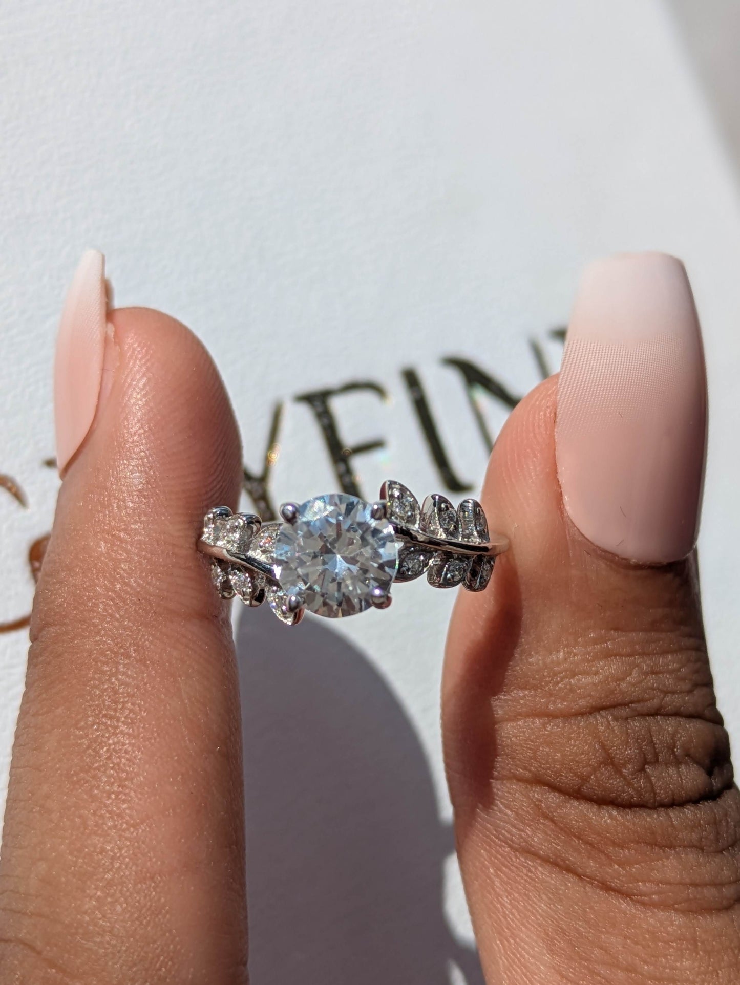 Celeby Floral Shank Silver Solitaire Ring
