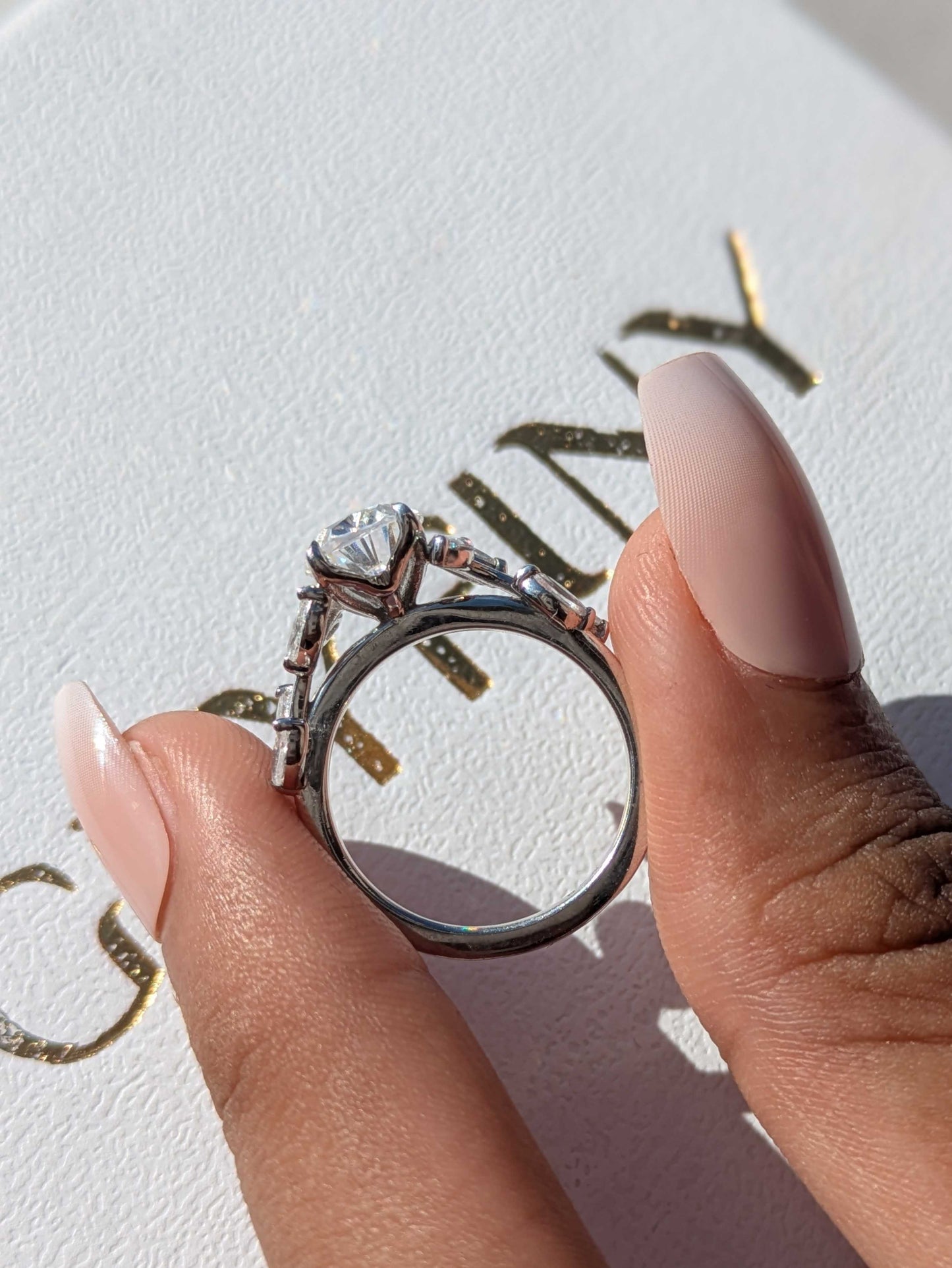 Casey Floral Shank Oval Silver Solitaire Ring
