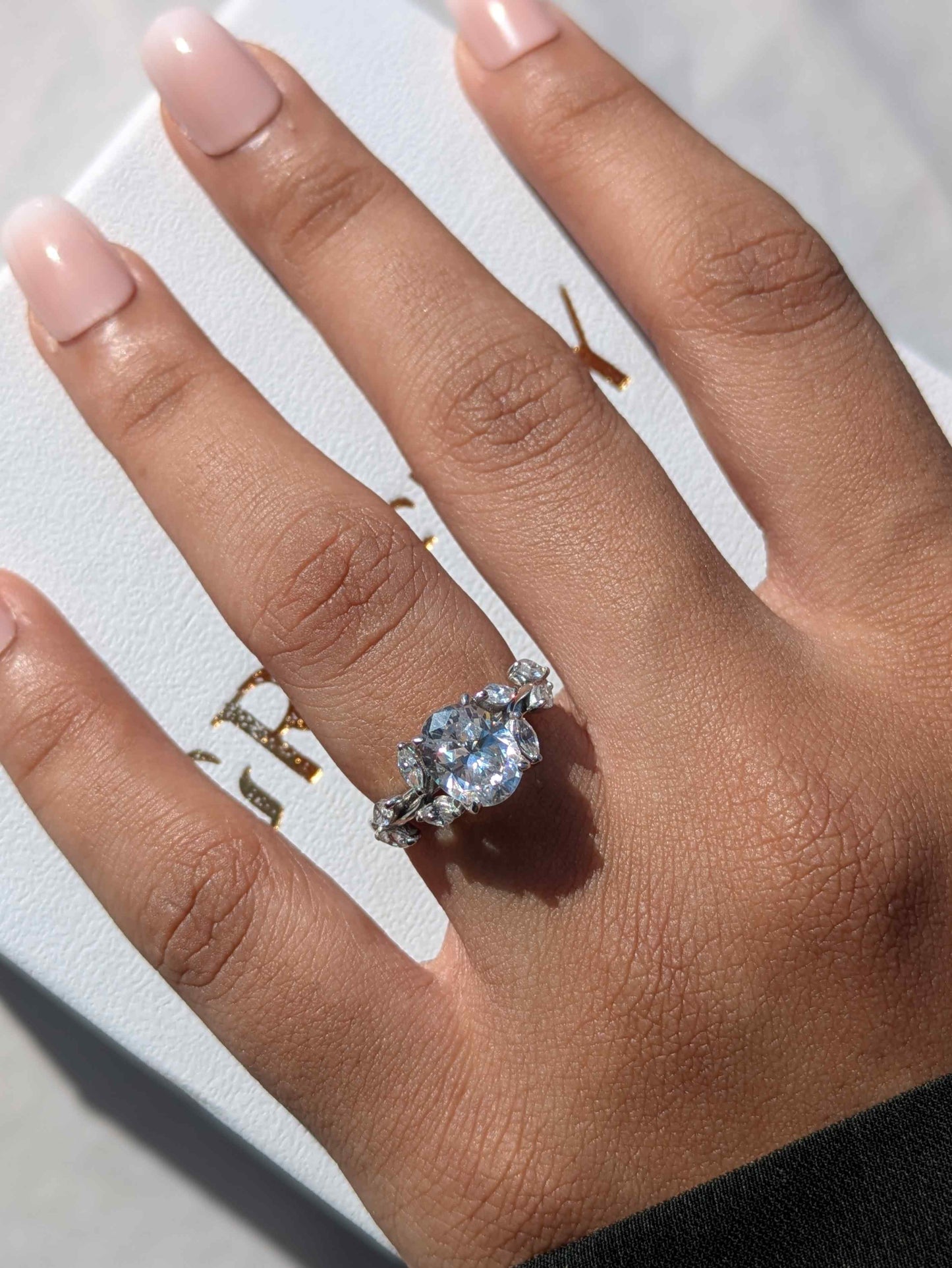 Casey Floral Shank Oval Silver Solitaire Ring