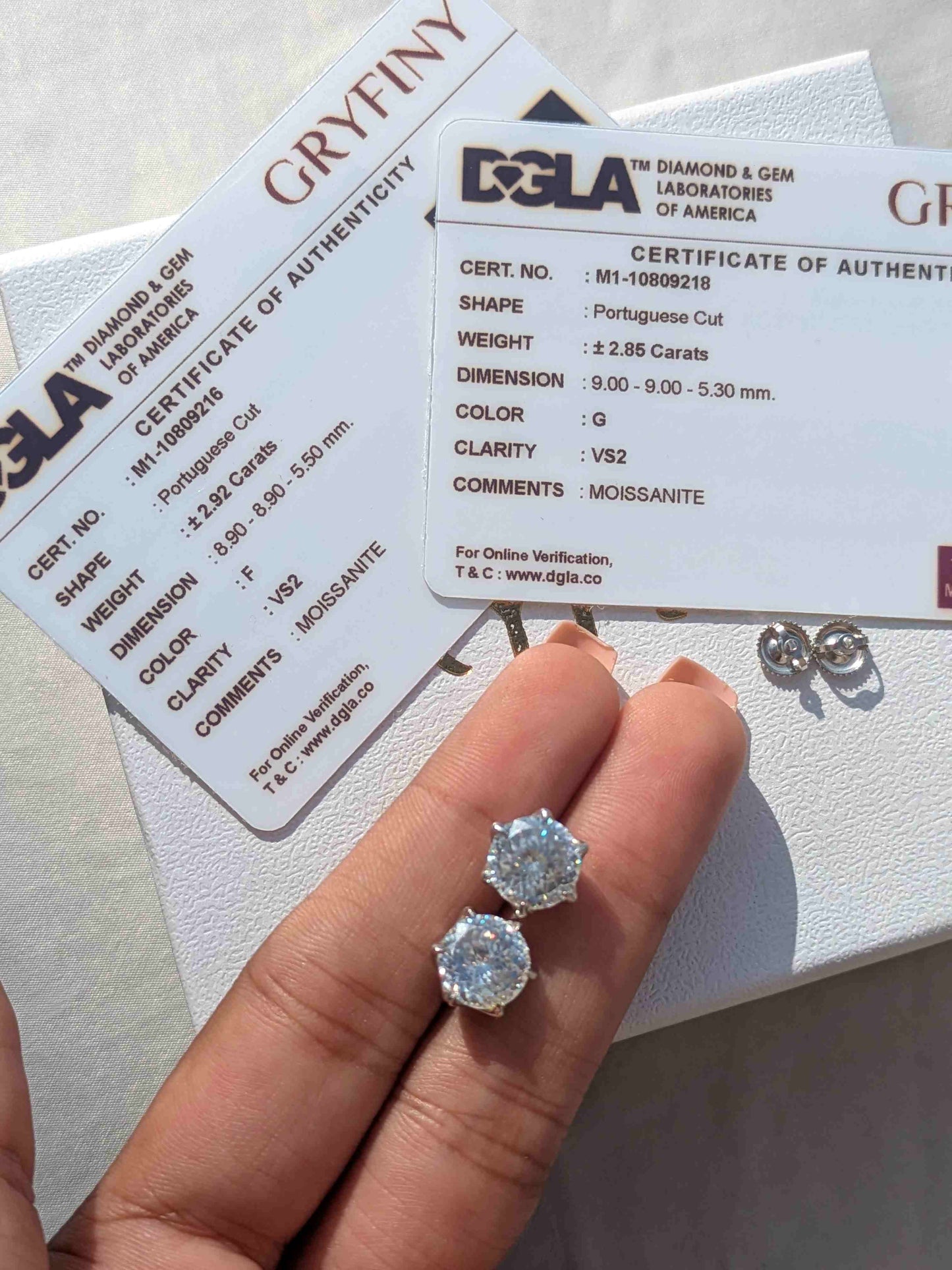 Moissanite Portuguese Cut Round Silver Studs