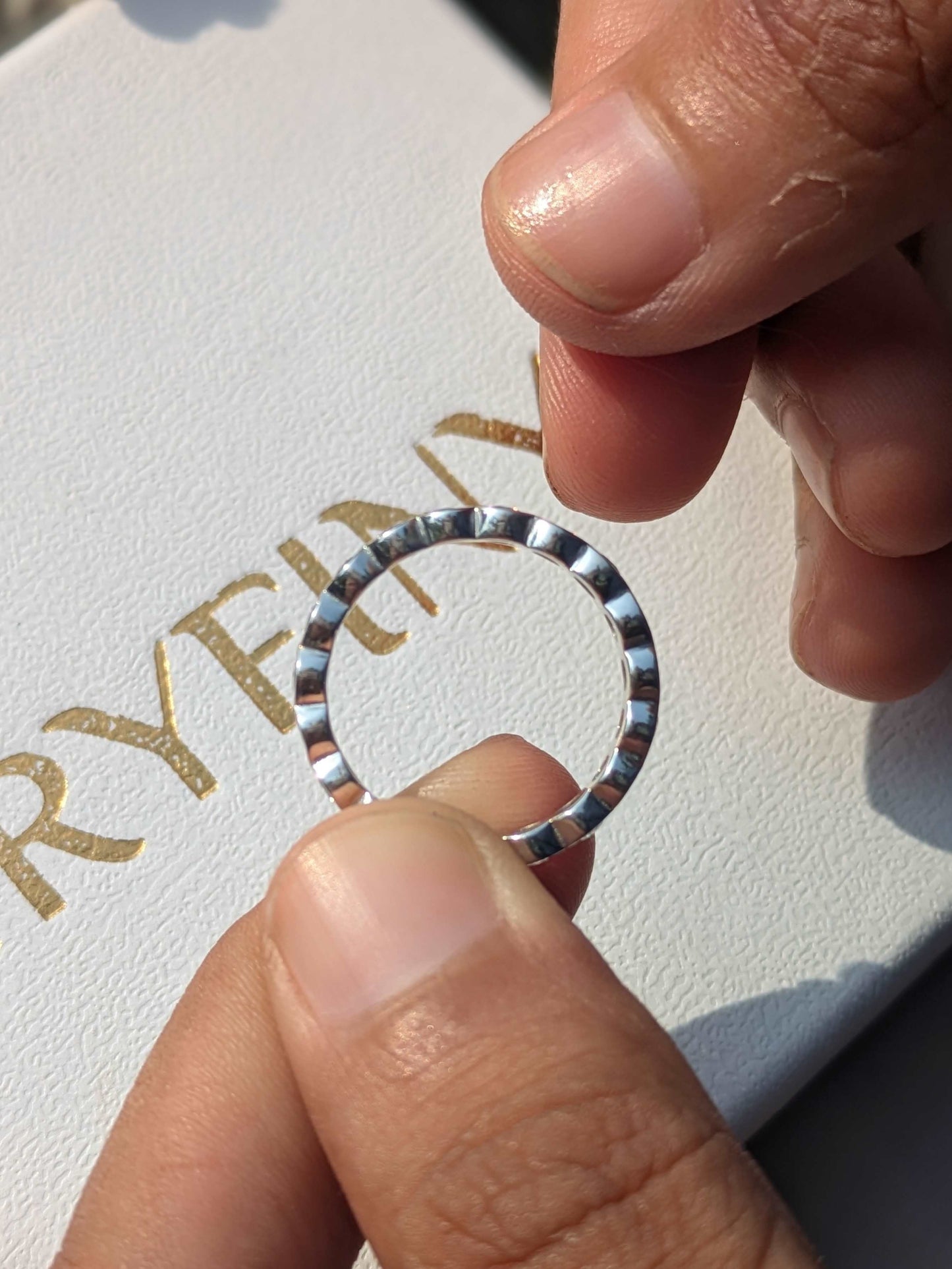 Round Bezel Set Eternity Silver Band For Women