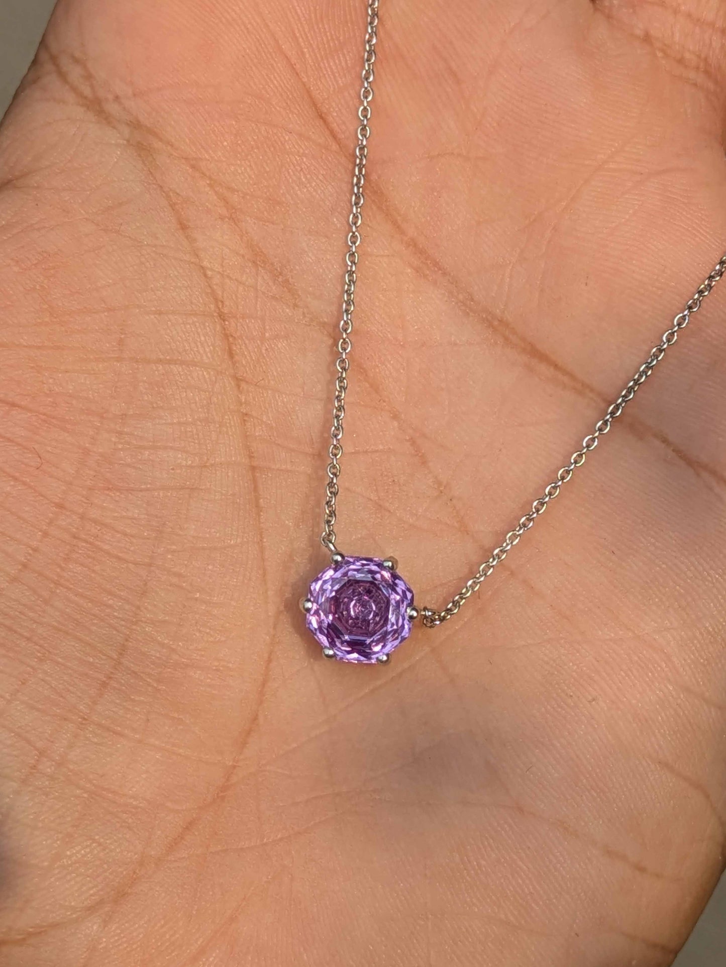 2Ct Rose Cut Purple Round Diamond Pendant
