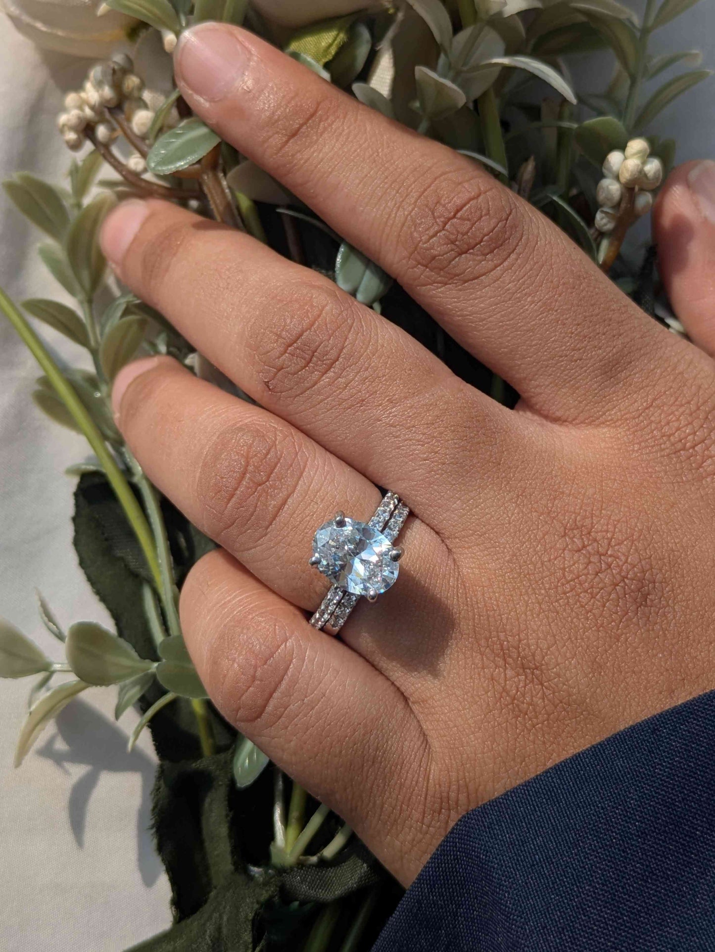 3Ct Oval Solitaire Silver Ring For Women