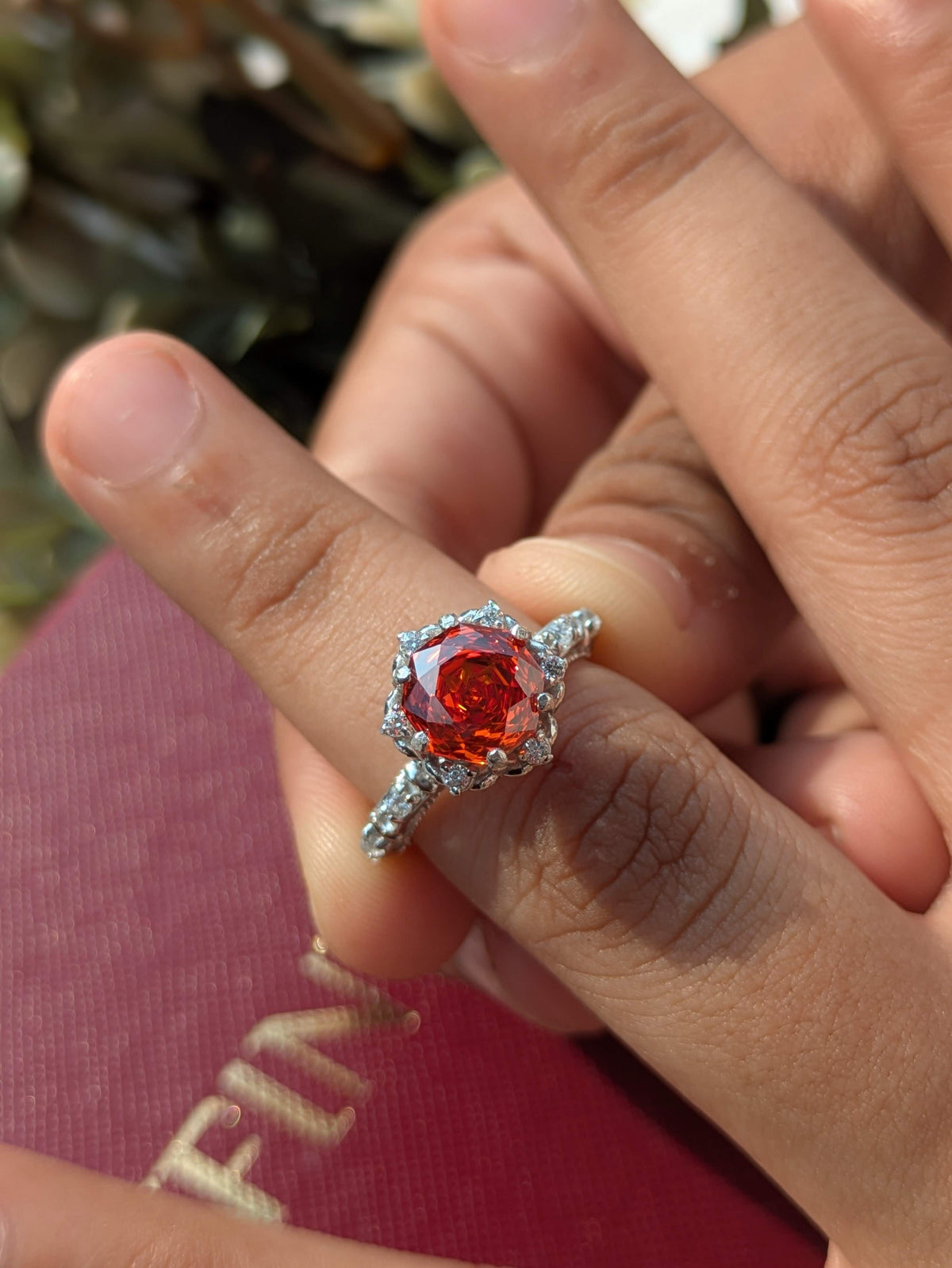 2Ct Fire Red Rose Cut Marell Luxe Round Solitaire Silver Ring For Women