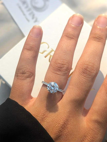 Blossom Round Solitaire Silver Ring