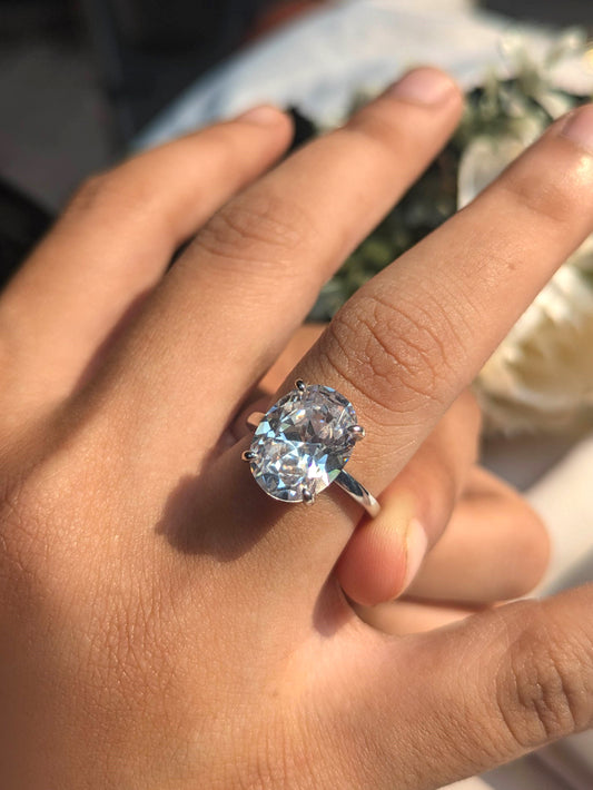 Hayley Oval Solitaire Silver Ring