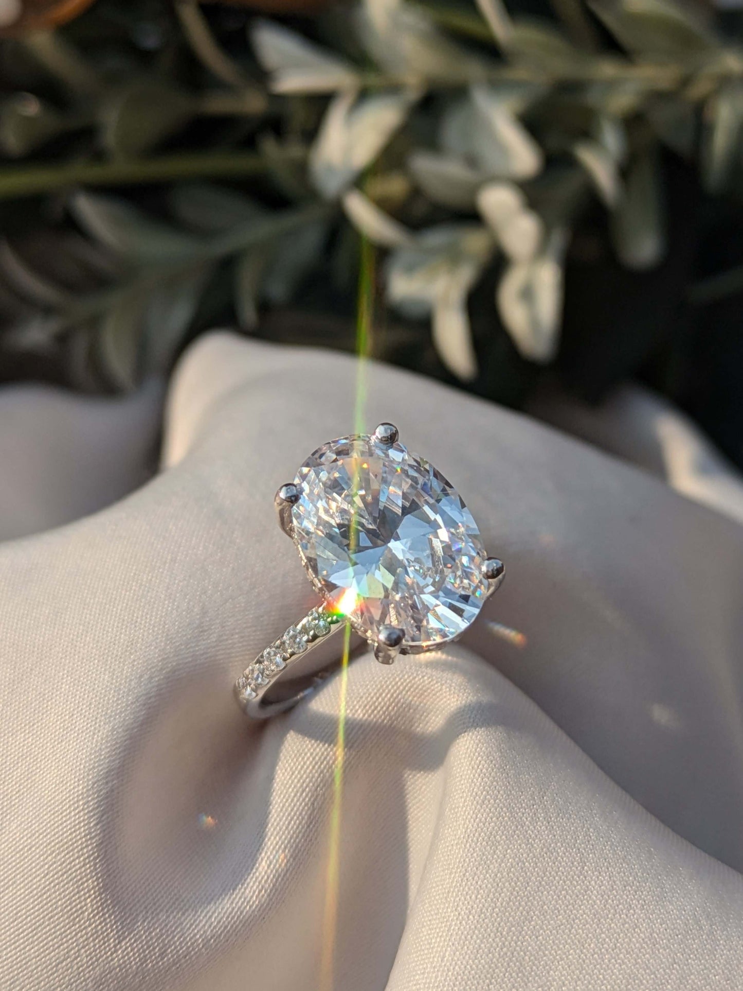 Isabella Oval Solitaire Silver Ring