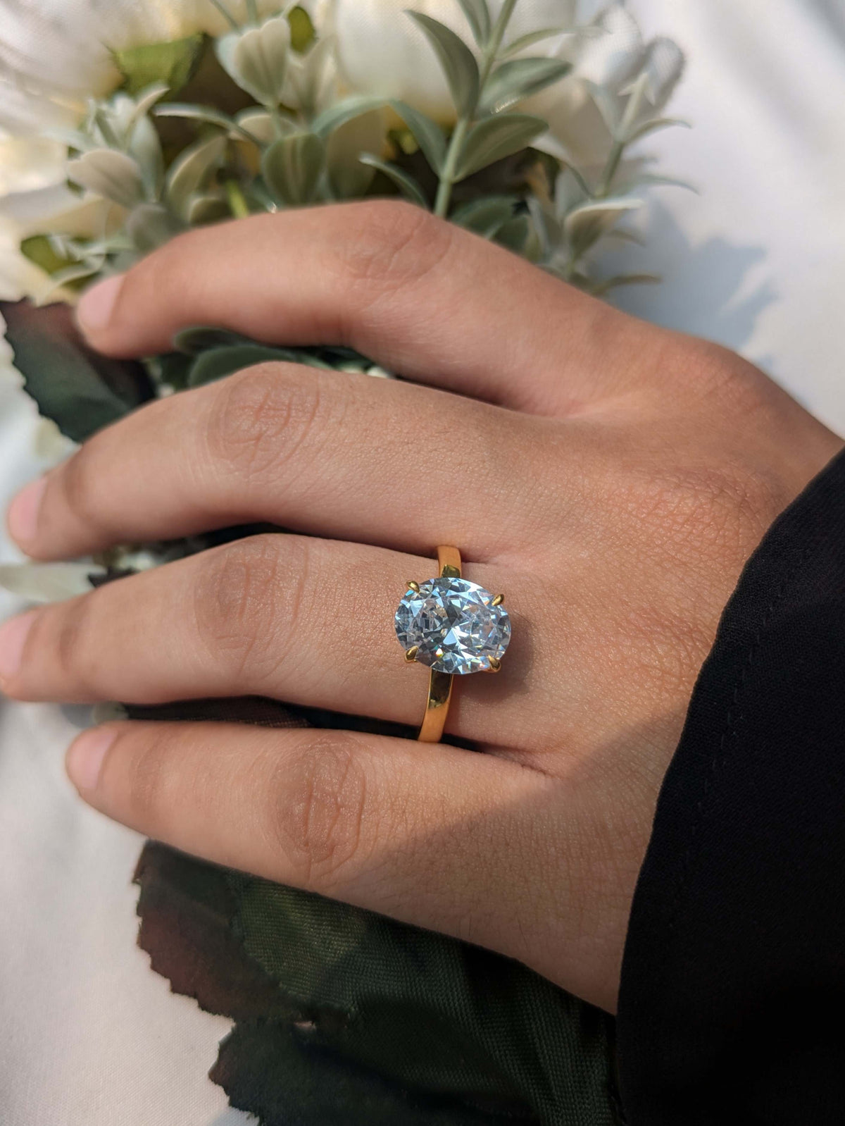3.30Ct Charlotte Silver Oval Solitaire Ring